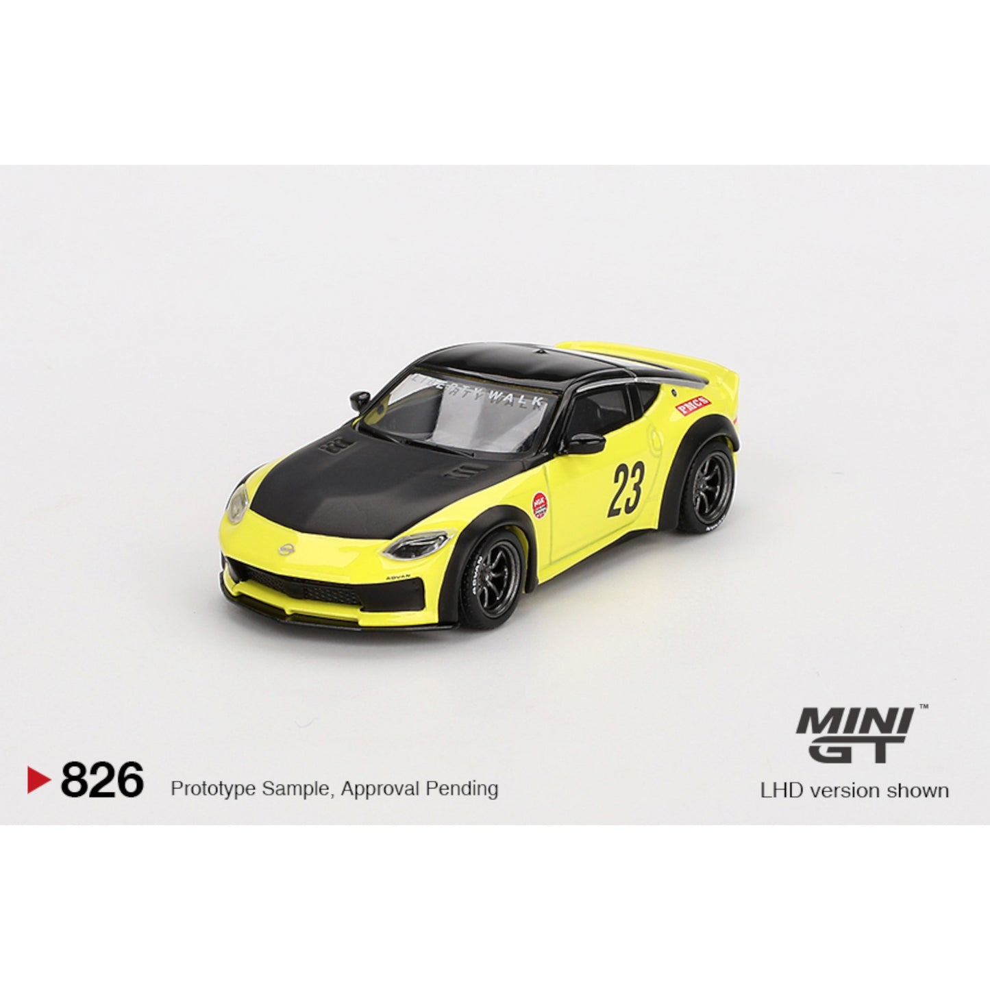 Mini GT - Nissan Z LB★NATION WORKS Ikazuchi Yellow - MGT00826 (LHD)
