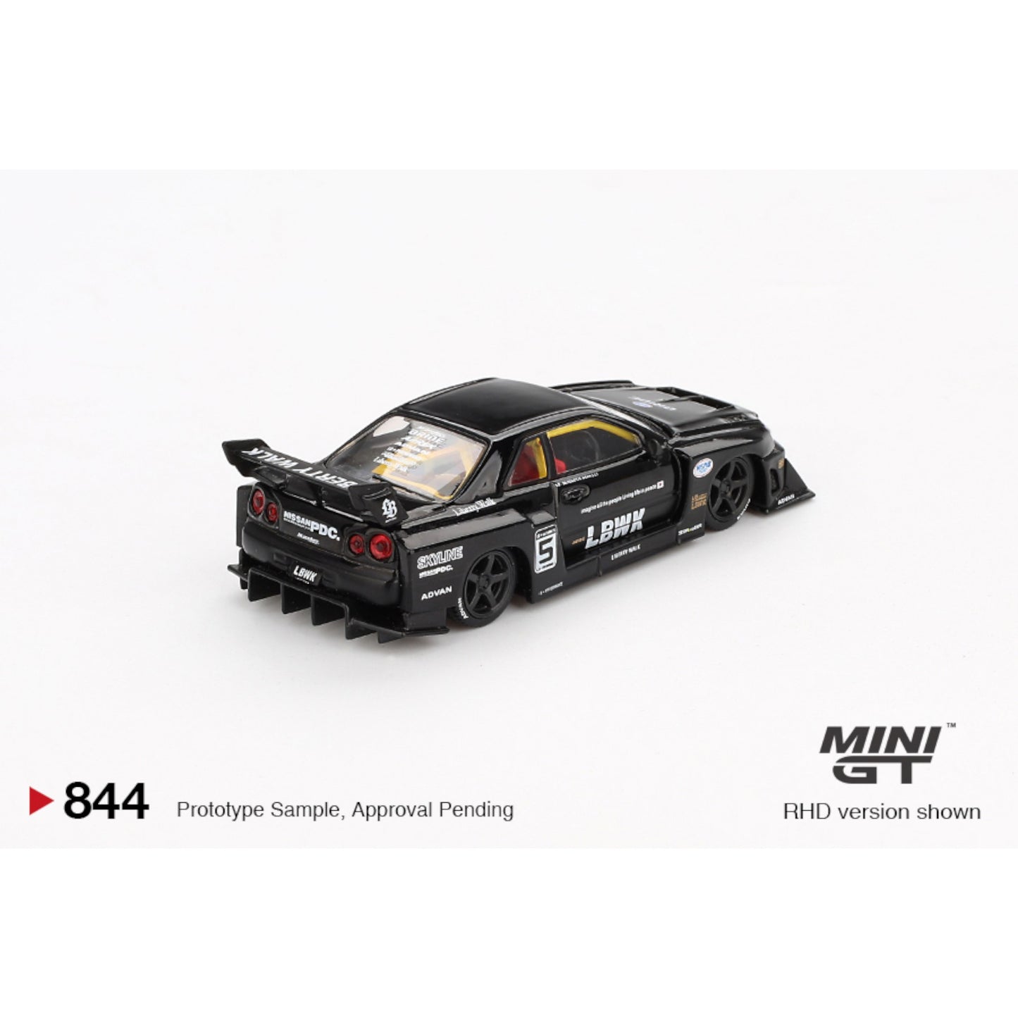 Mini GT - 2024 Nissan Skyline GT-R (R34) Super Silhoutte, black - MGT00844 (RHD)