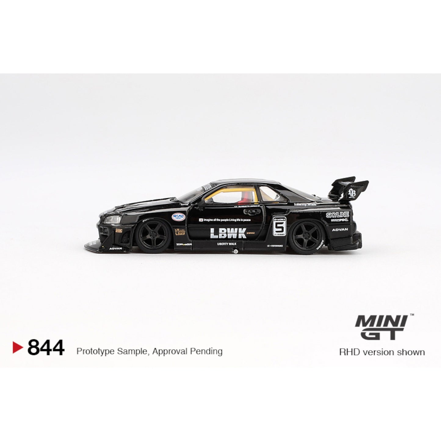 Mini GT - 2024 Nissan Skyline GT-R (R34) Super Silhoutte, black - MGT00844 (RHD)
