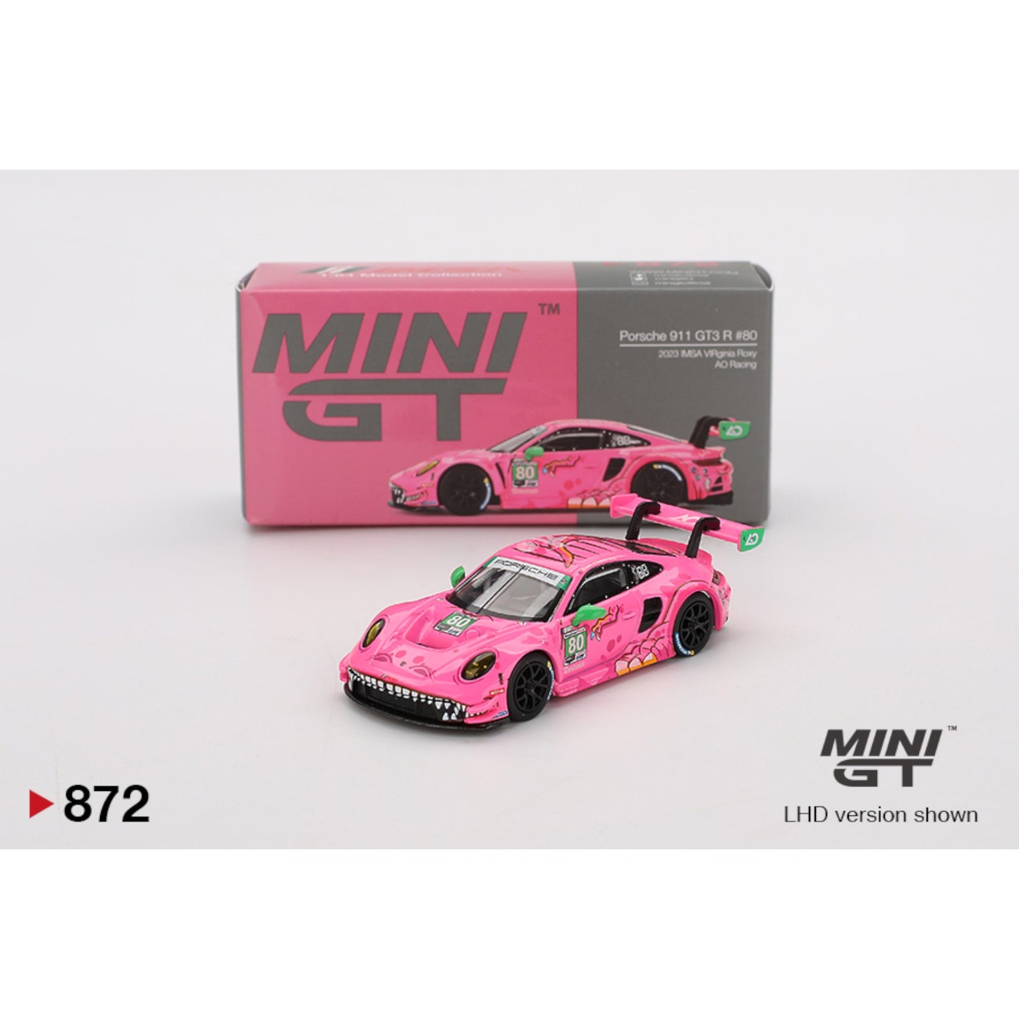 Mini GT - Porsche 911 GT3 R #80 AO Racing 2023 IMSA VIRginia Roxy - MGT00872 (LHD)