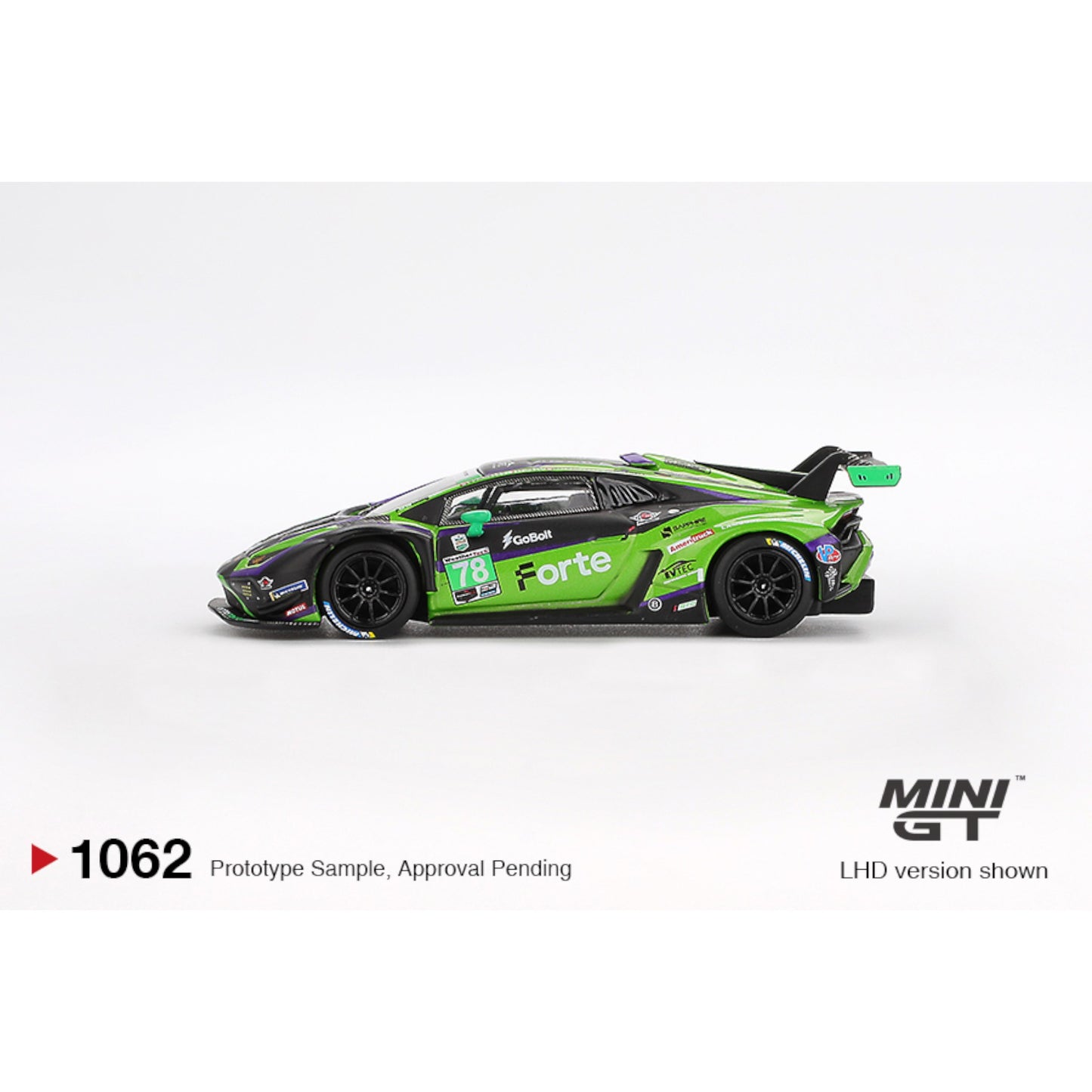 Mini GT - Pre-Order - Lamborghini Huracán GT3 EVO2 #78 Forte Racing 2024 IMSA Daytona 24 Hrs - MGT01062 (LHD)