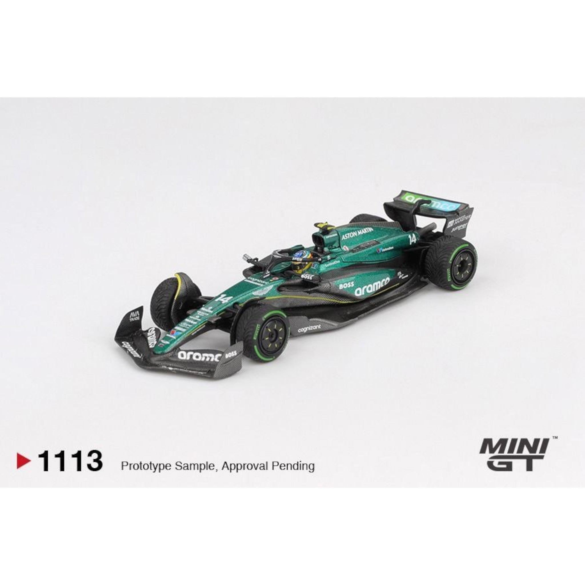 Mini GT - Pre-Order - Aston Martin AMR24 #14 Fernando Alonso 2024 F1 2024 Canadian GP - MGT01113 (LHD)