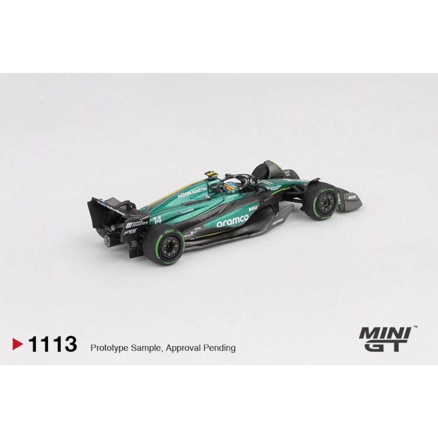 Mini GT - Pre-Order - Aston Martin AMR24 #14 Fernando Alonso 2024 F1 2024 Canadian GP - MGT01113 (LHD)