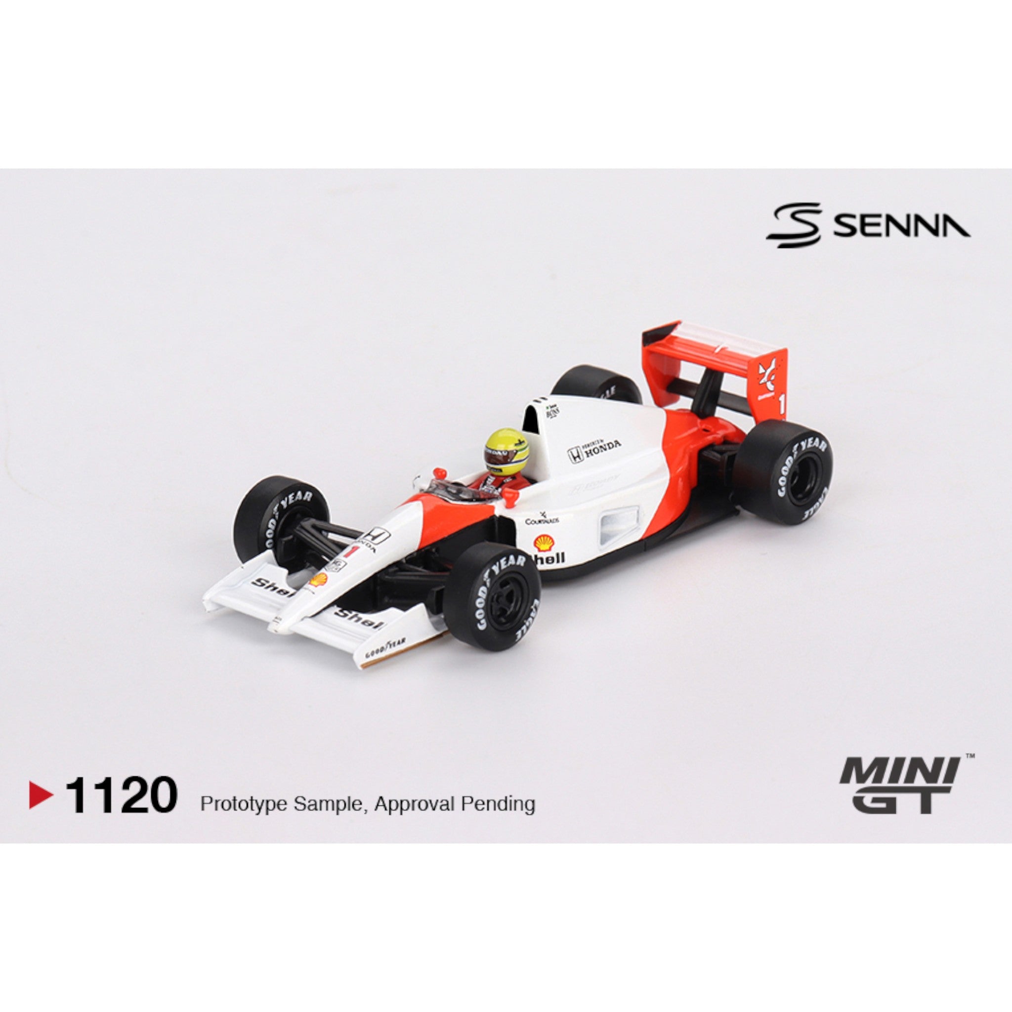 Mini GT - Pre-Order - McLaren MP4/6 #1 Ayrton Senna 1991 Japanese Grand Prix 2nd Place - MGT01120