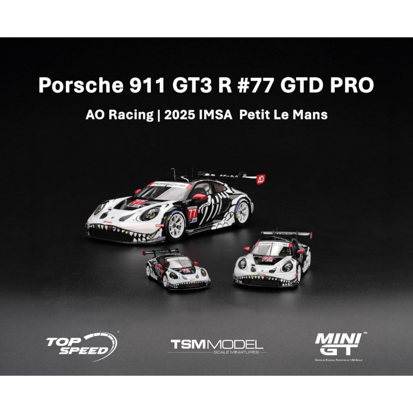 Mini GT - Pre-Order - Porsche 911 GT3 R #77 AO Racing 2025 IMSA Petit Le Mans - MGT01143 (LHD)