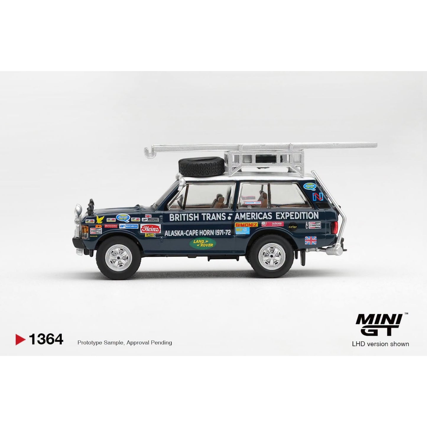 Mini GT - Pre-Order - Range Rover 1971 British Trans-Americas Expedition (VXC-765K) - MGT01364 (LHD)