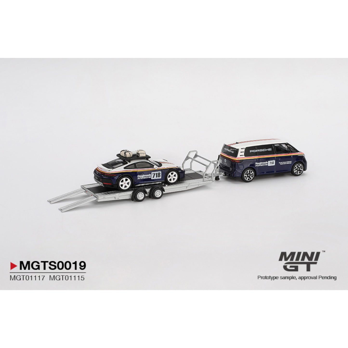 Mini GT - Pre-Order - Porsche 911 Dakar #718 / Volkswagen ID. Buzz Porsche Centrum Gelderland Roughroads Set - MGTS0019