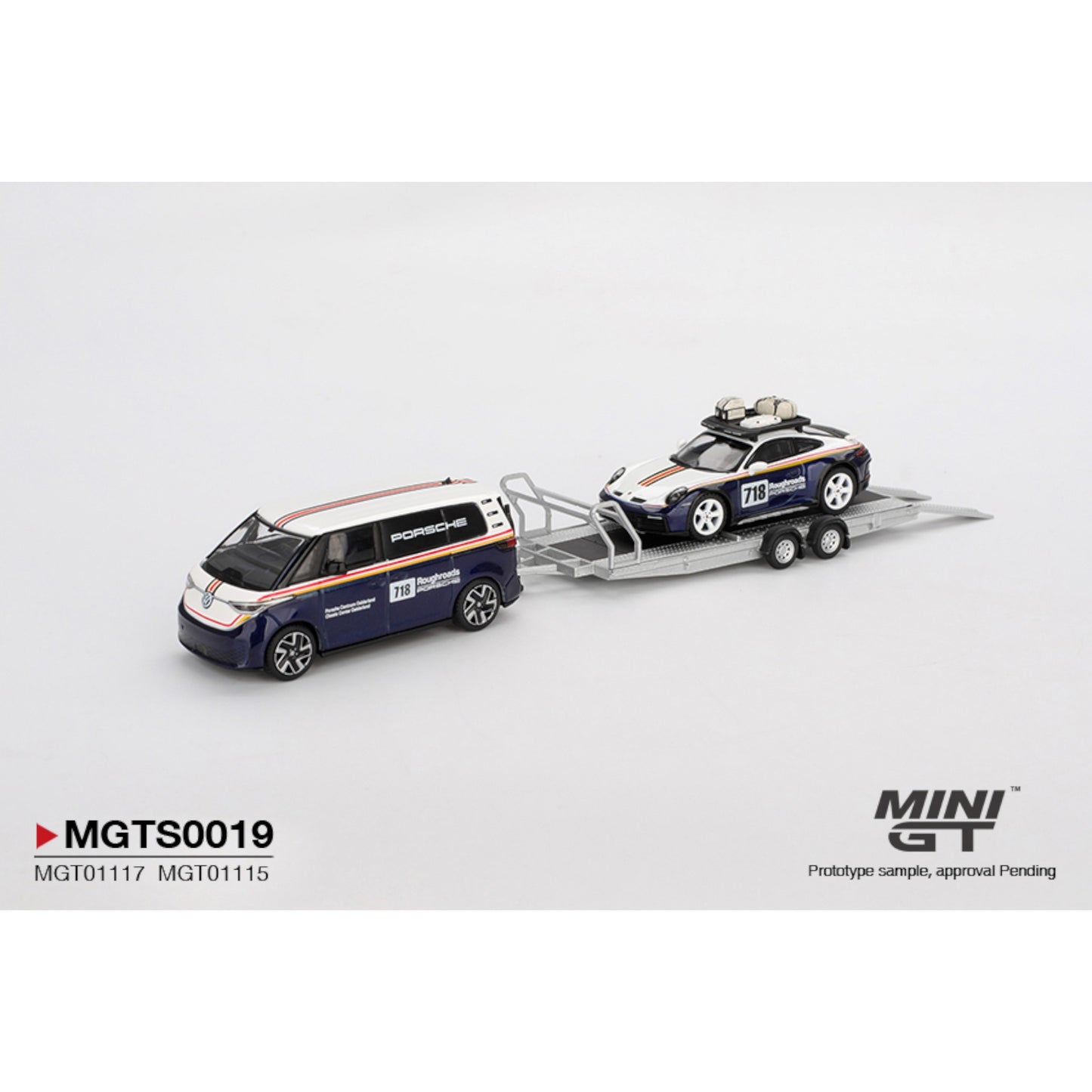 Mini GT - Pre-Order - Porsche 911 Dakar #718 / Volkswagen ID. Buzz Porsche Centrum Gelderland Roughroads Set - MGTS0019