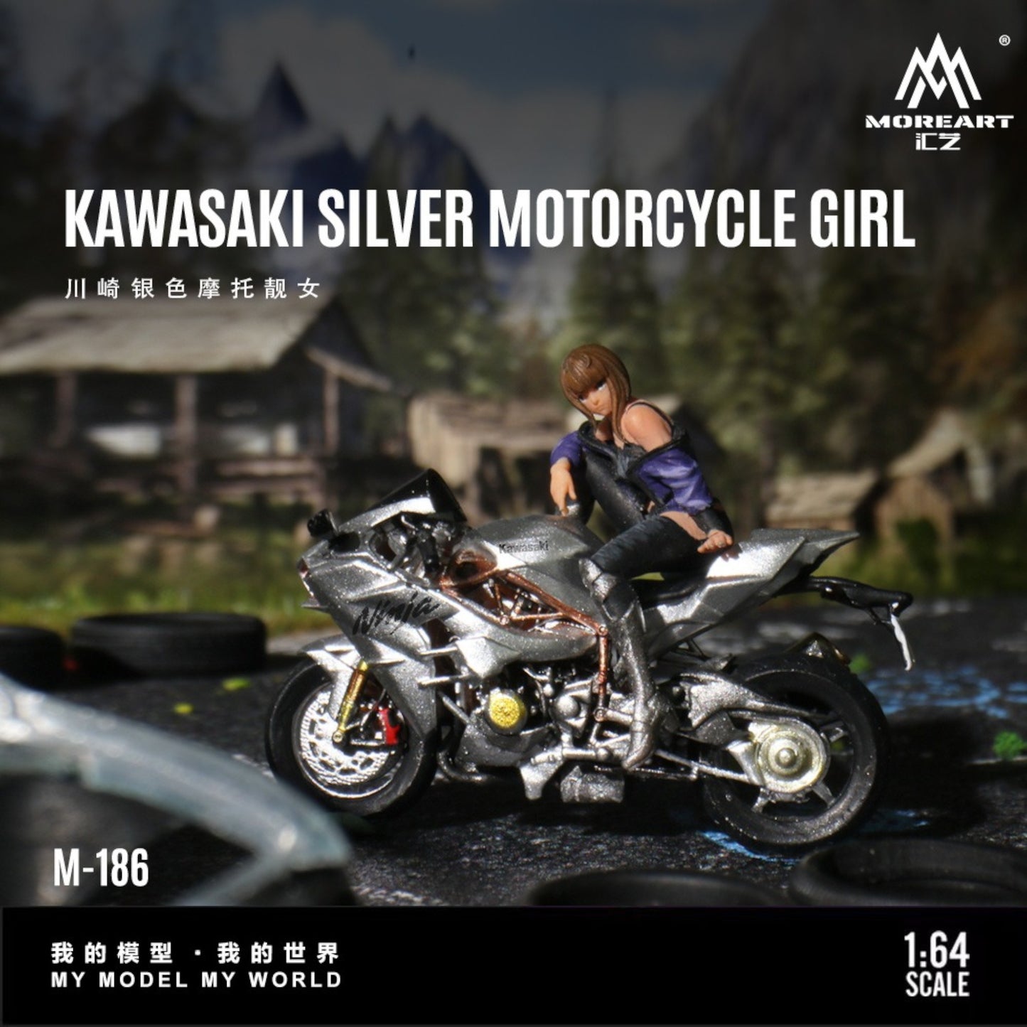 Pre-Order bis 31.08.2025 - MoreArt - Kawasaki Silver Motorcycle Girl - MO222186