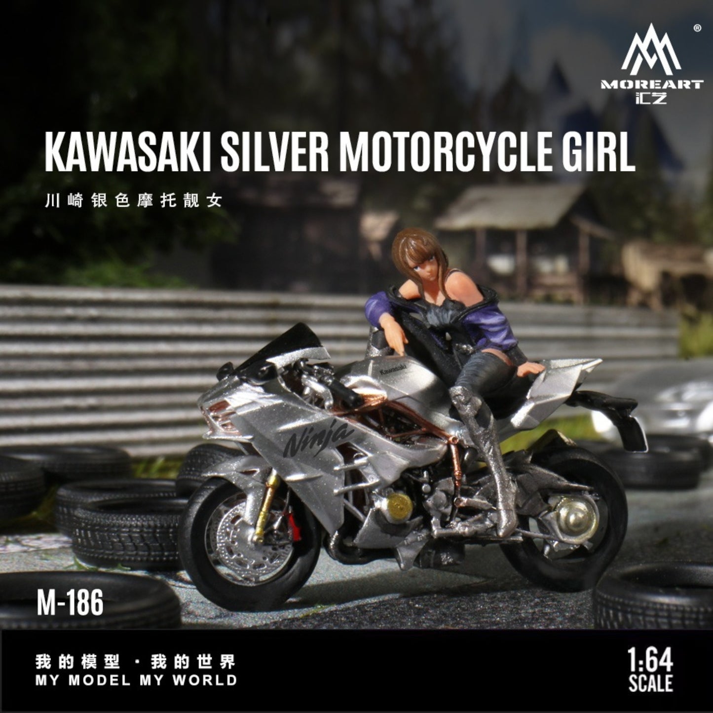 Pre-Order bis 31.08.2025 - MoreArt - Kawasaki Silver Motorcycle Girl - MO222186