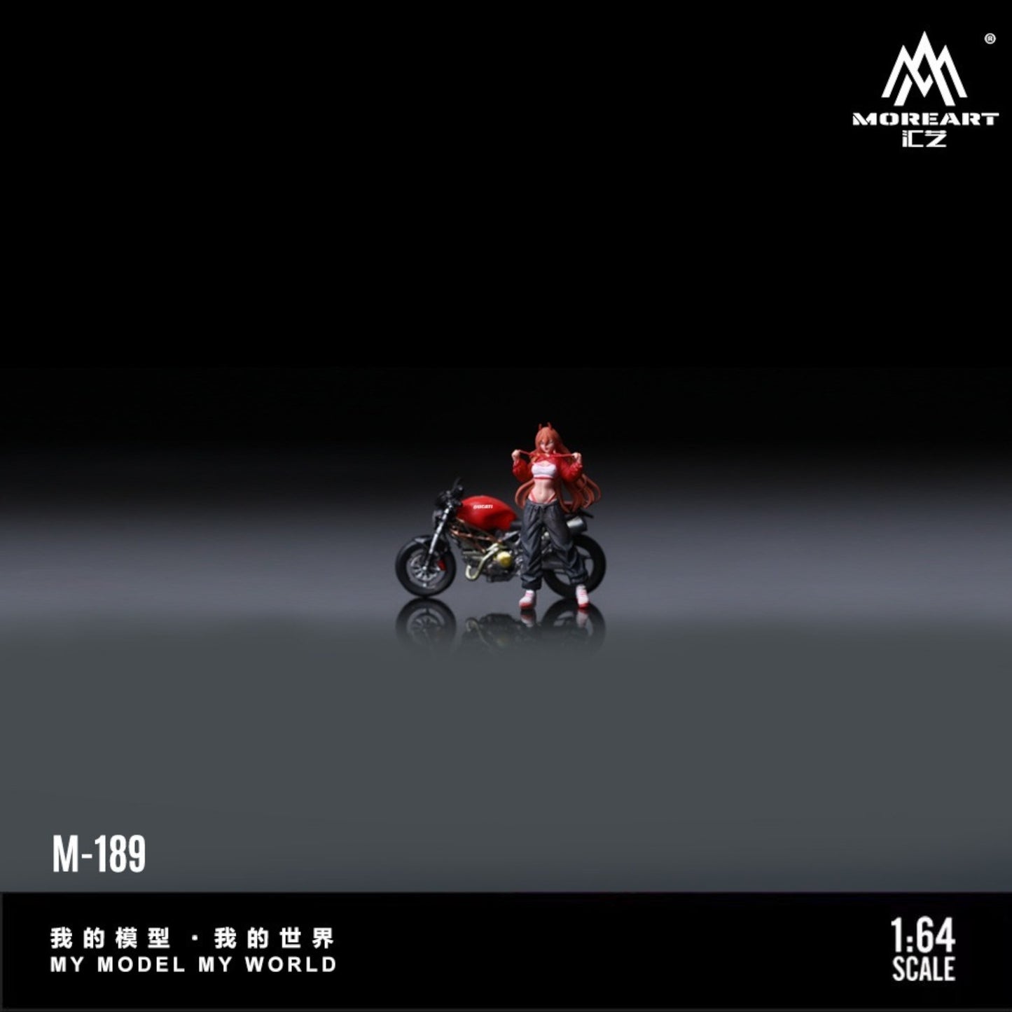 Pre-Order bis 08.09.2025 - MoreArt - Ducati Monster 696 with Red Motorcycle Girl - MO222189