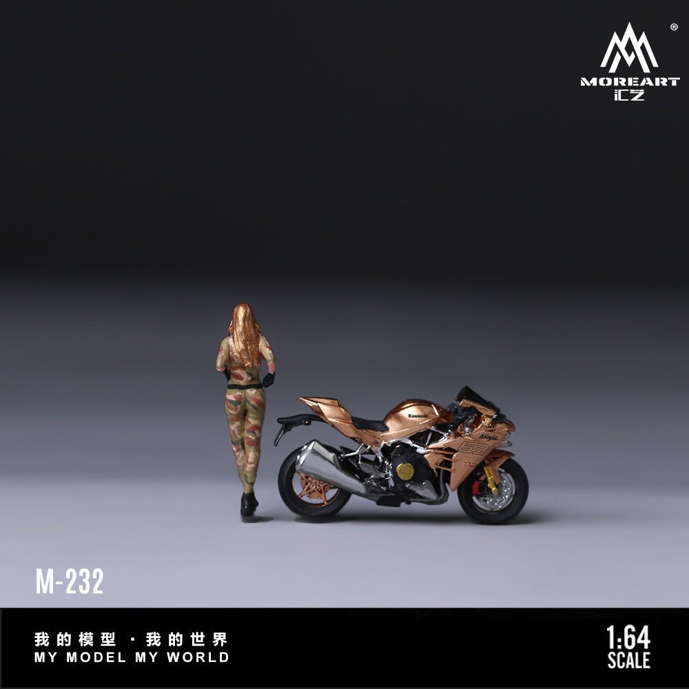 MoreArt - Pre-Order - Kawasaki Golden 63 Camouflage Blond Motorcycle Girl - MO222232