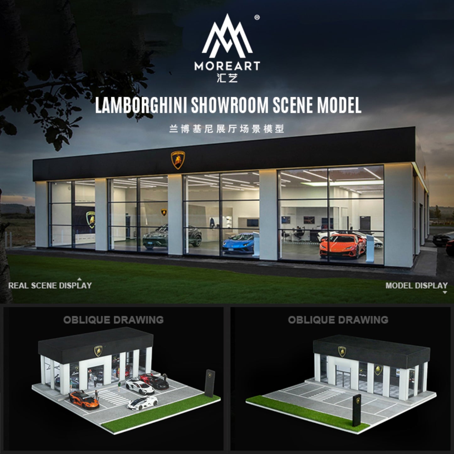 MoreArt - Pre-Order - Lamborghini Store Diorama mit Beleuchtung - MO936009