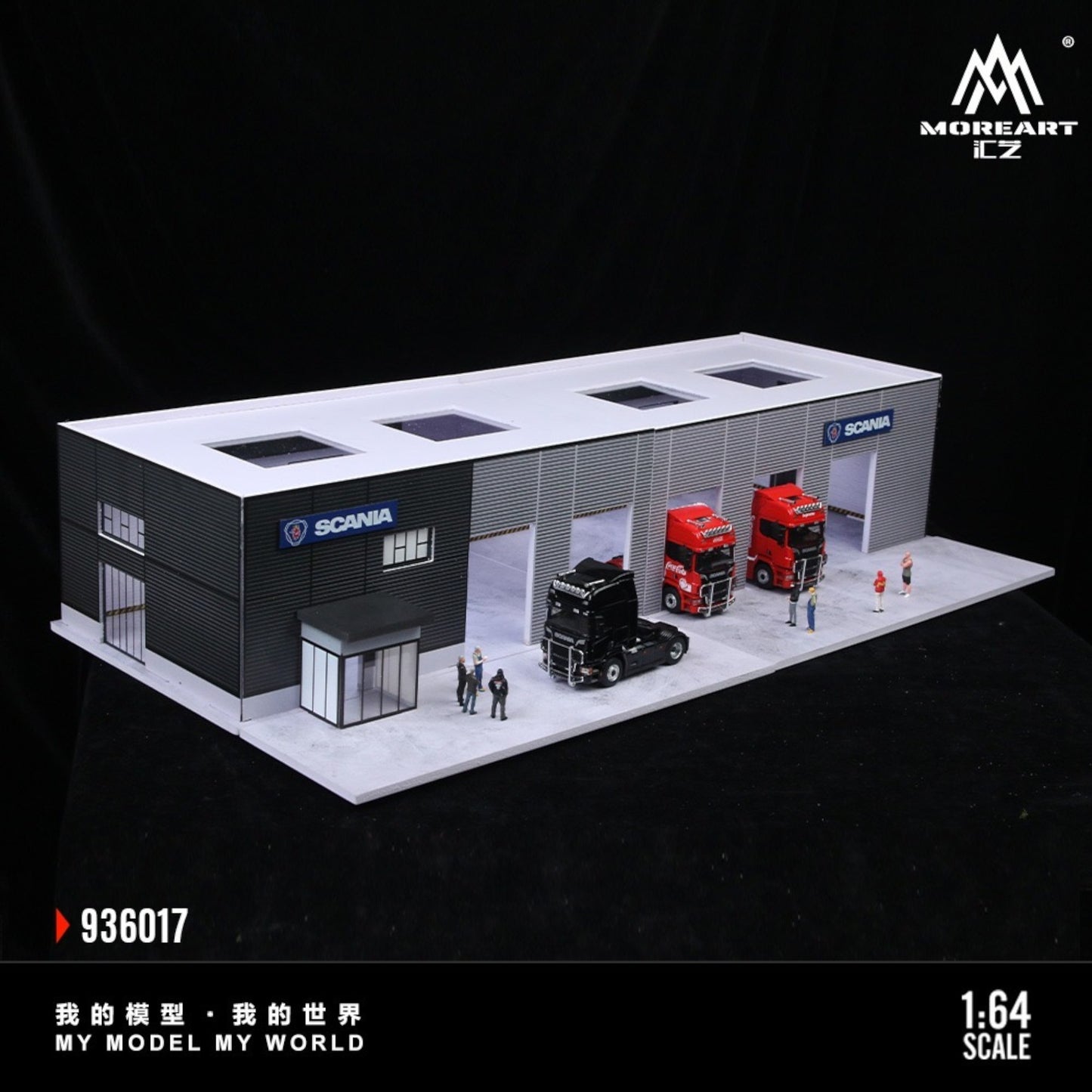MoreArt - Pre-Order - Scania Car Store Diorama mit Beleuchtung 60x30x12,5cm - MO936017