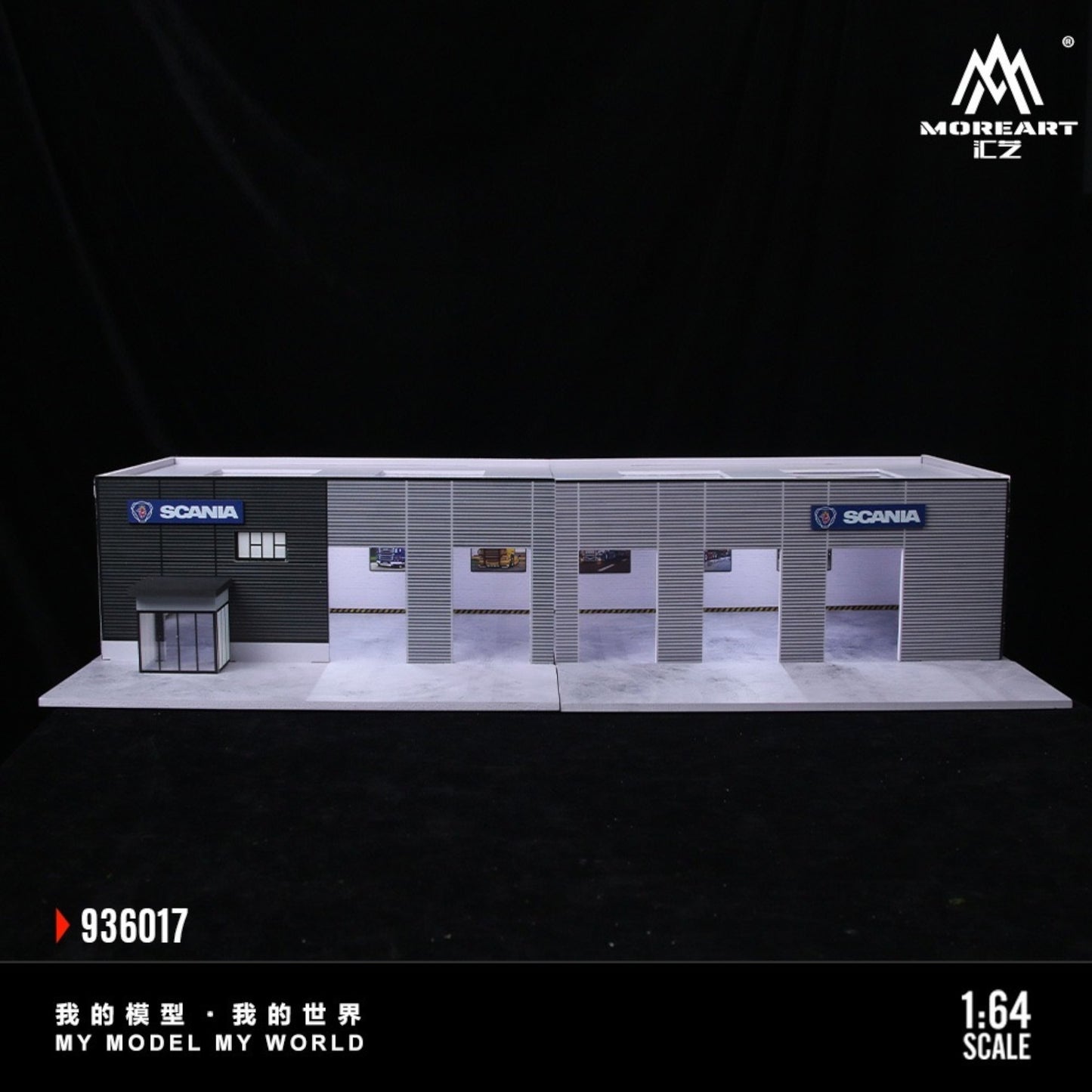 MoreArt - Pre-Order - Scania Car Store Diorama mit Beleuchtung 60x30x12,5cm - MO936017
