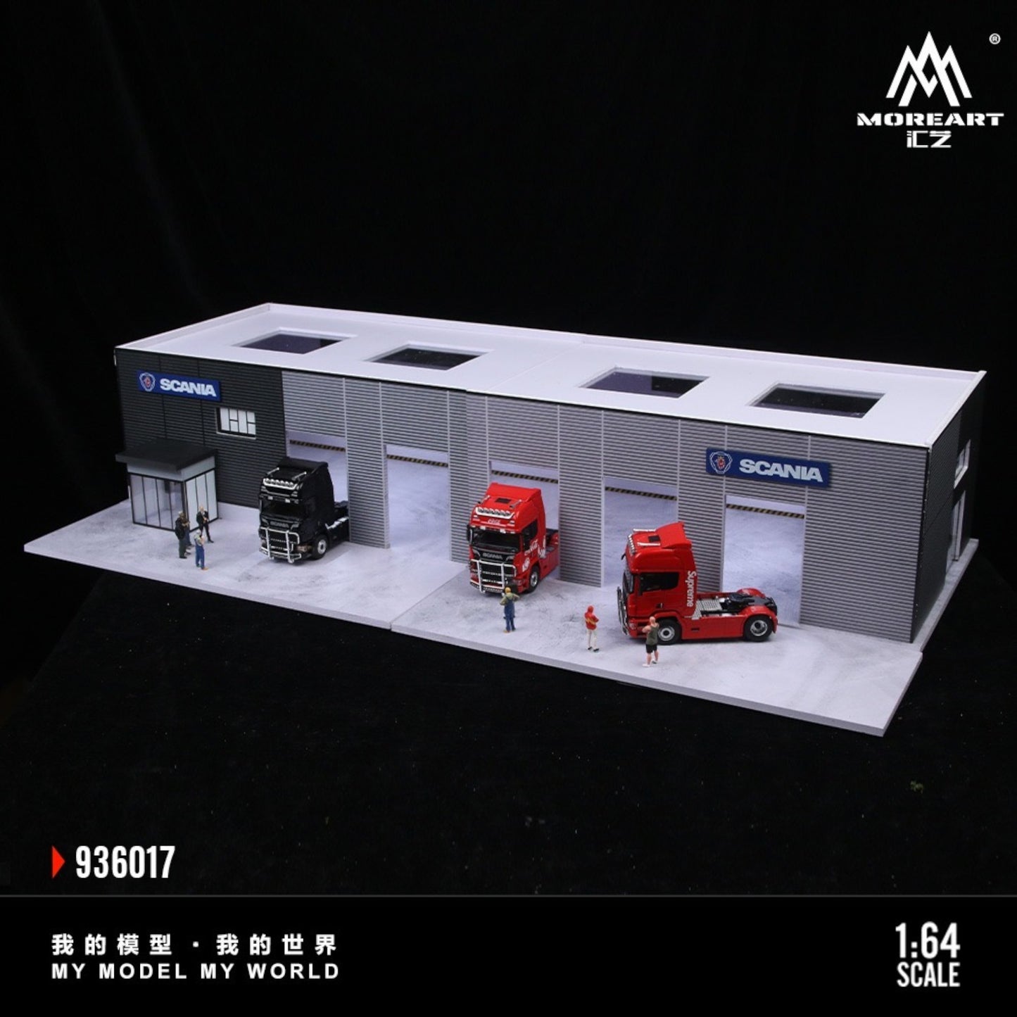 MoreArt - Pre-Order - Scania Car Store Diorama mit Beleuchtung 60x30x12,5cm - MO936017
