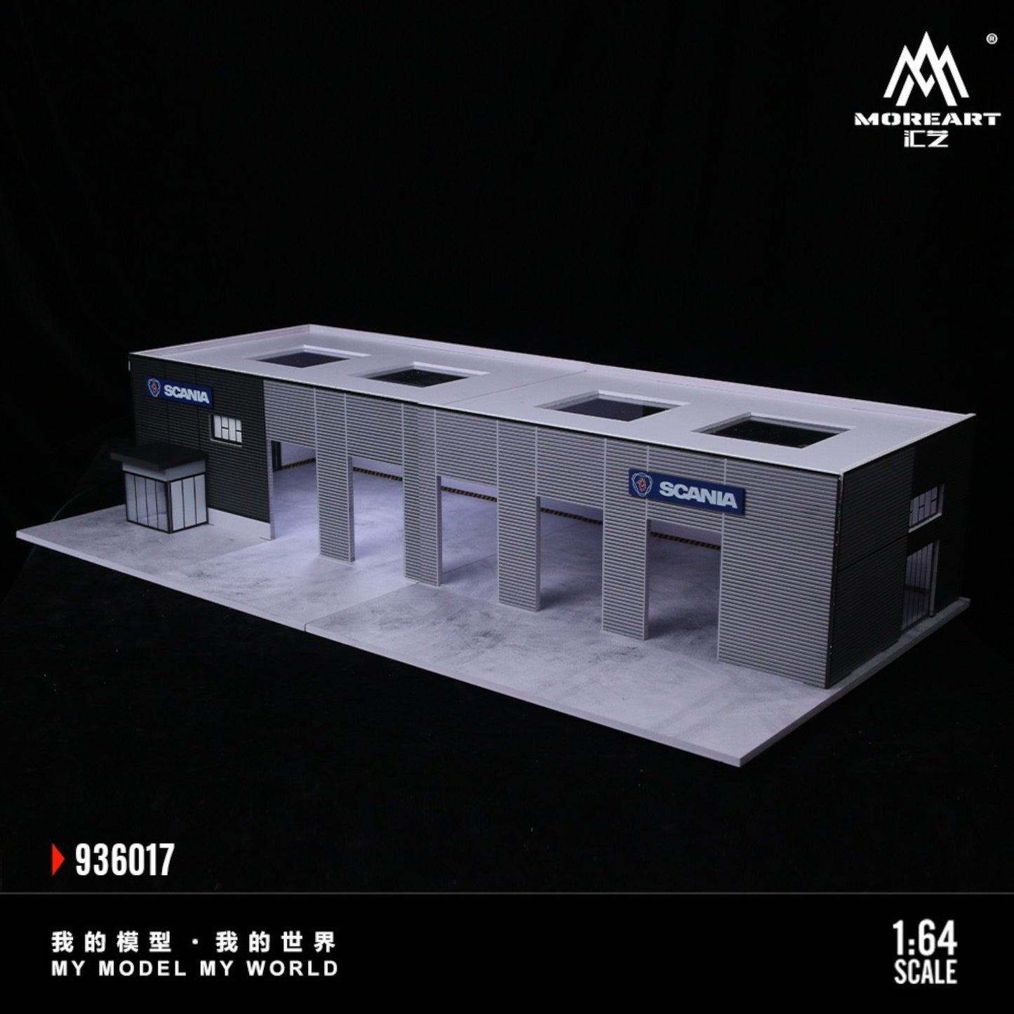 MoreArt - Pre-Order - Scania Car Store Diorama mit Beleuchtung 60x30x12,5cm - MO936017