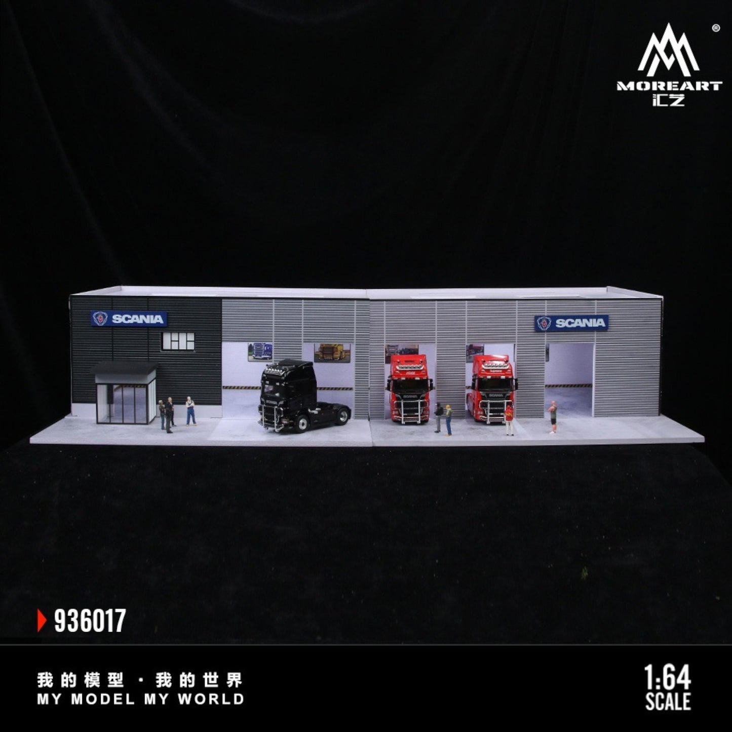 MoreArt - Pre-Order - Scania Car Store Diorama mit Beleuchtung 60x30x12,5cm - MO936017