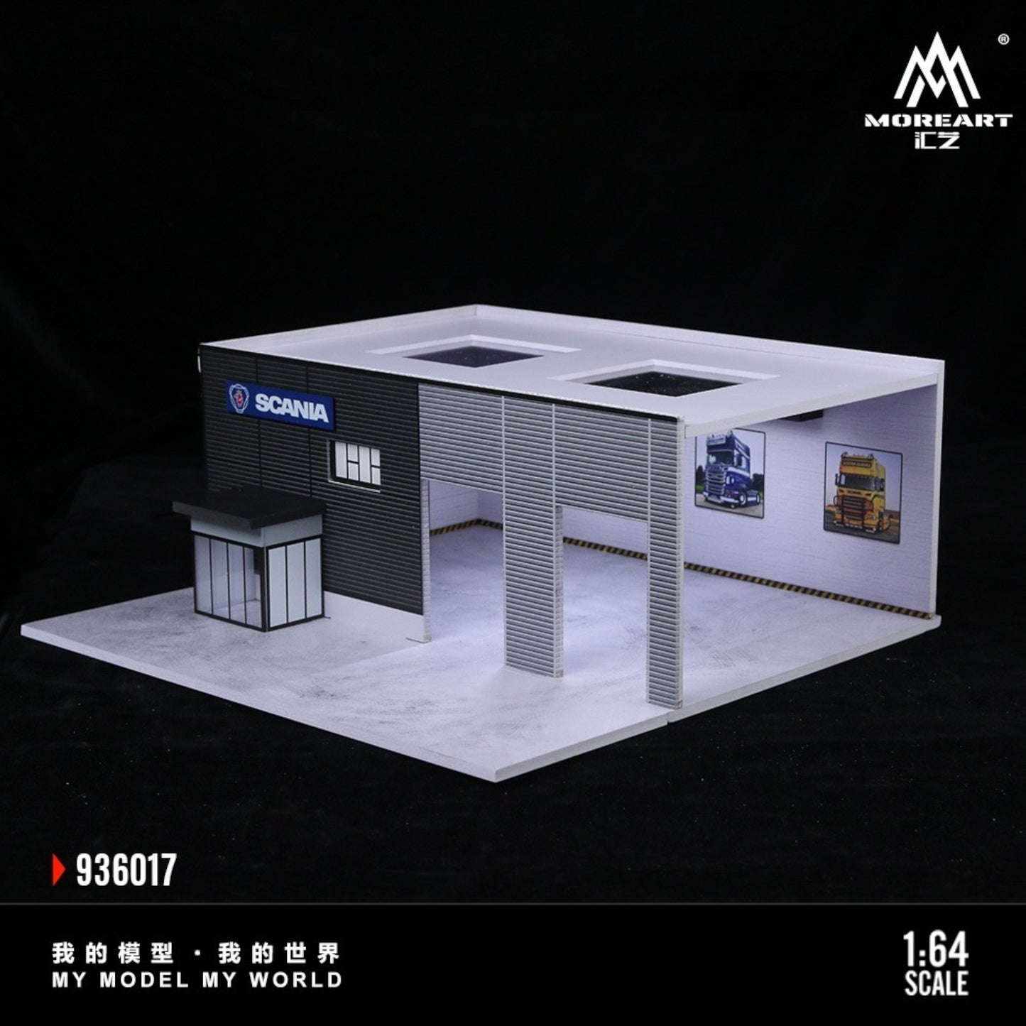 MoreArt - Pre-Order - Scania Car Store Diorama mit Beleuchtung 60x30x12,5cm - MO936017