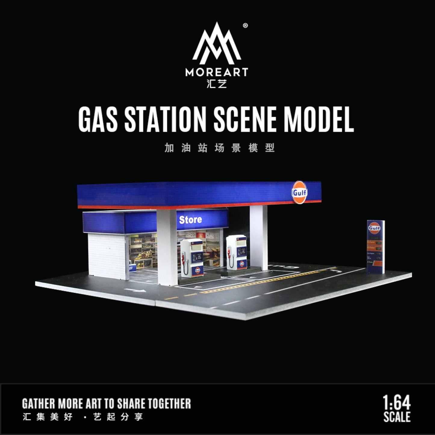 MoreArt - Pre-Order - Gulf Gas Station Diorama - MO936203