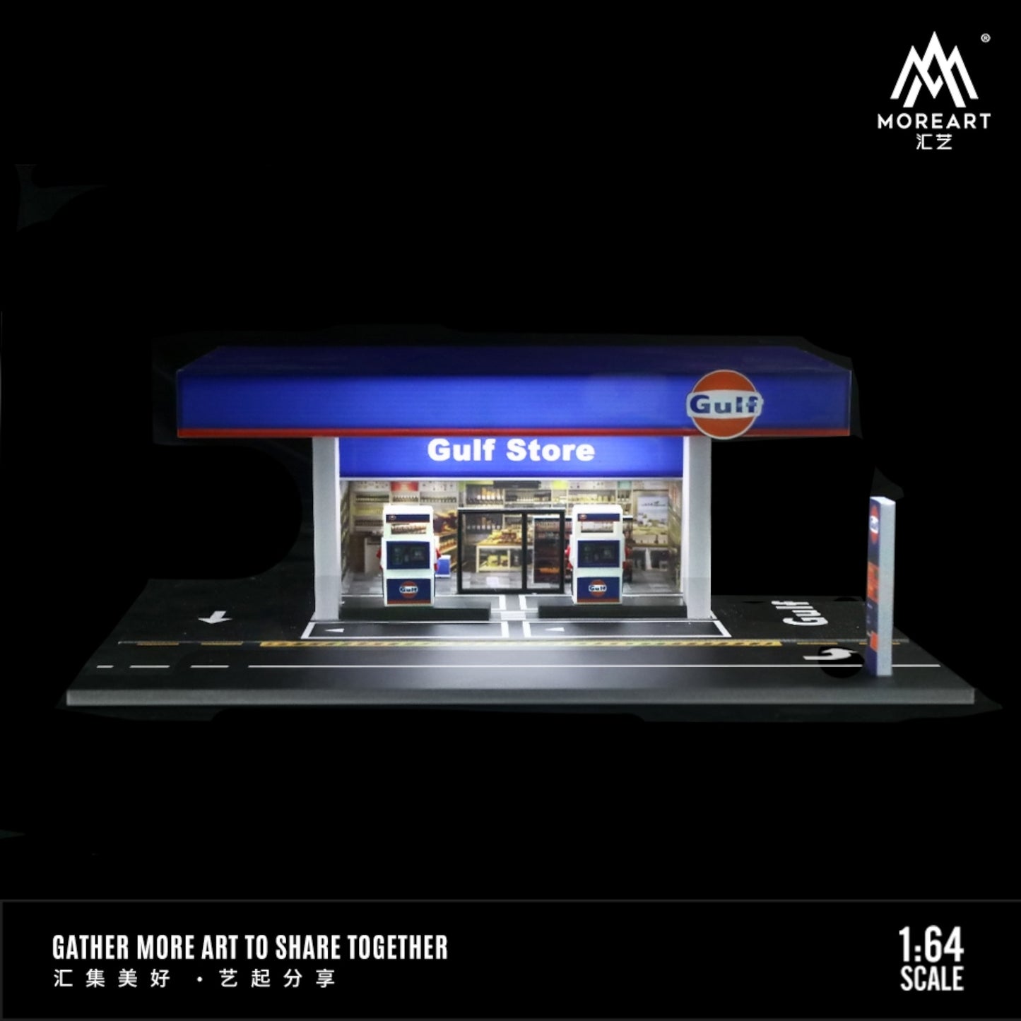 MoreArt - Pre-Order - Gulf Gas Station Diorama - MO936203