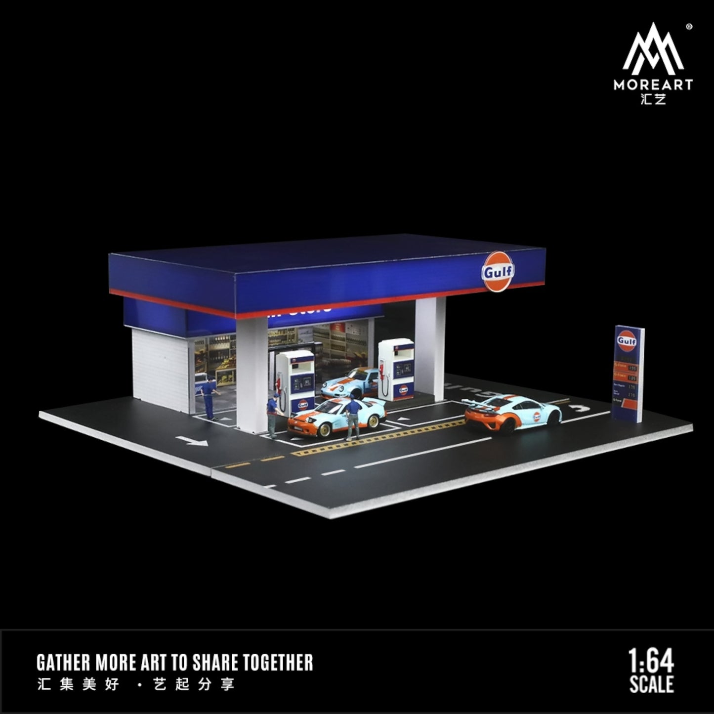 MoreArt - Pre-Order - Gulf Gas Station Diorama - MO936203