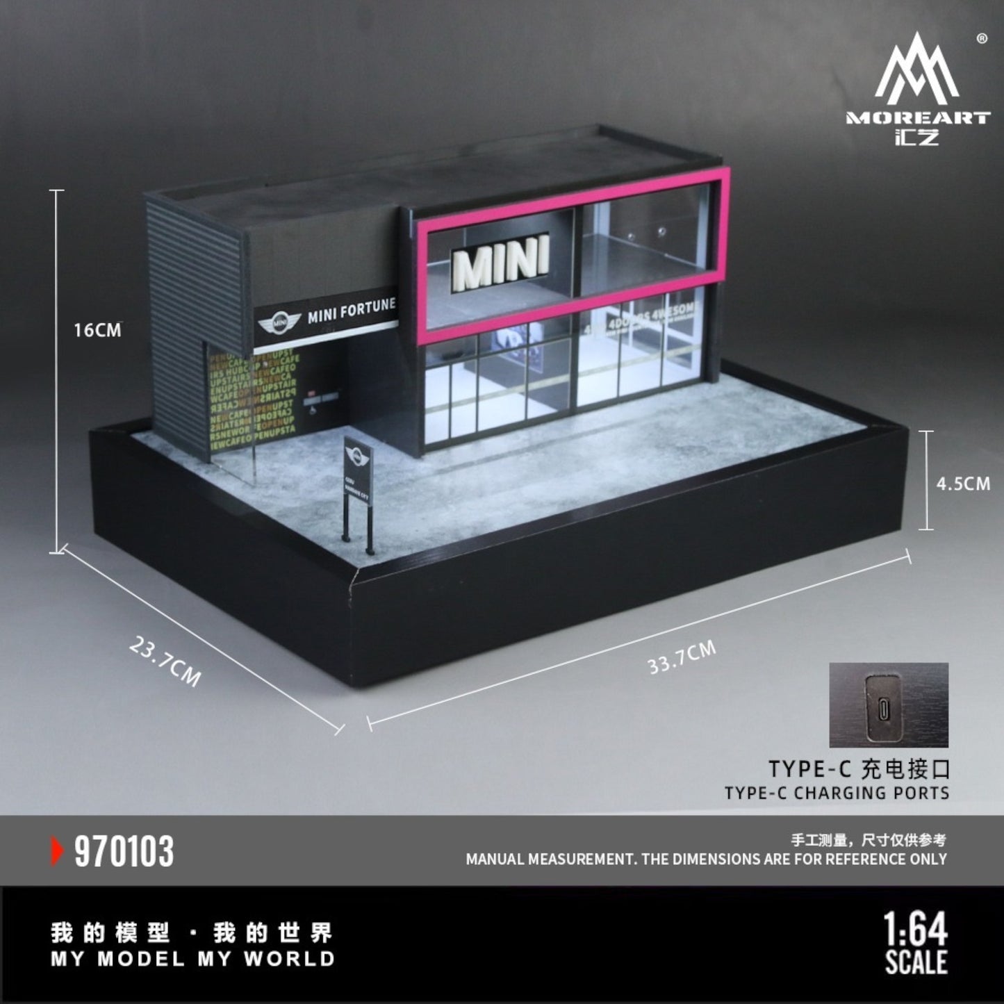 Pre-Order bis 13.09.2025 - MoreArt - MINI Automobile Exhibition Hall Diorama mit Beleuchtung - MO970103