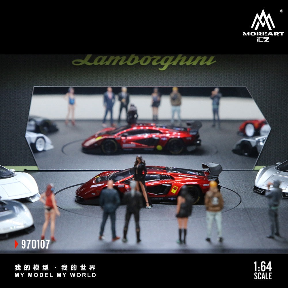 MoreArt - Pre-Order - Lamborghini Rotating Exhibition Diorama mit Beleuchtung - MO970107