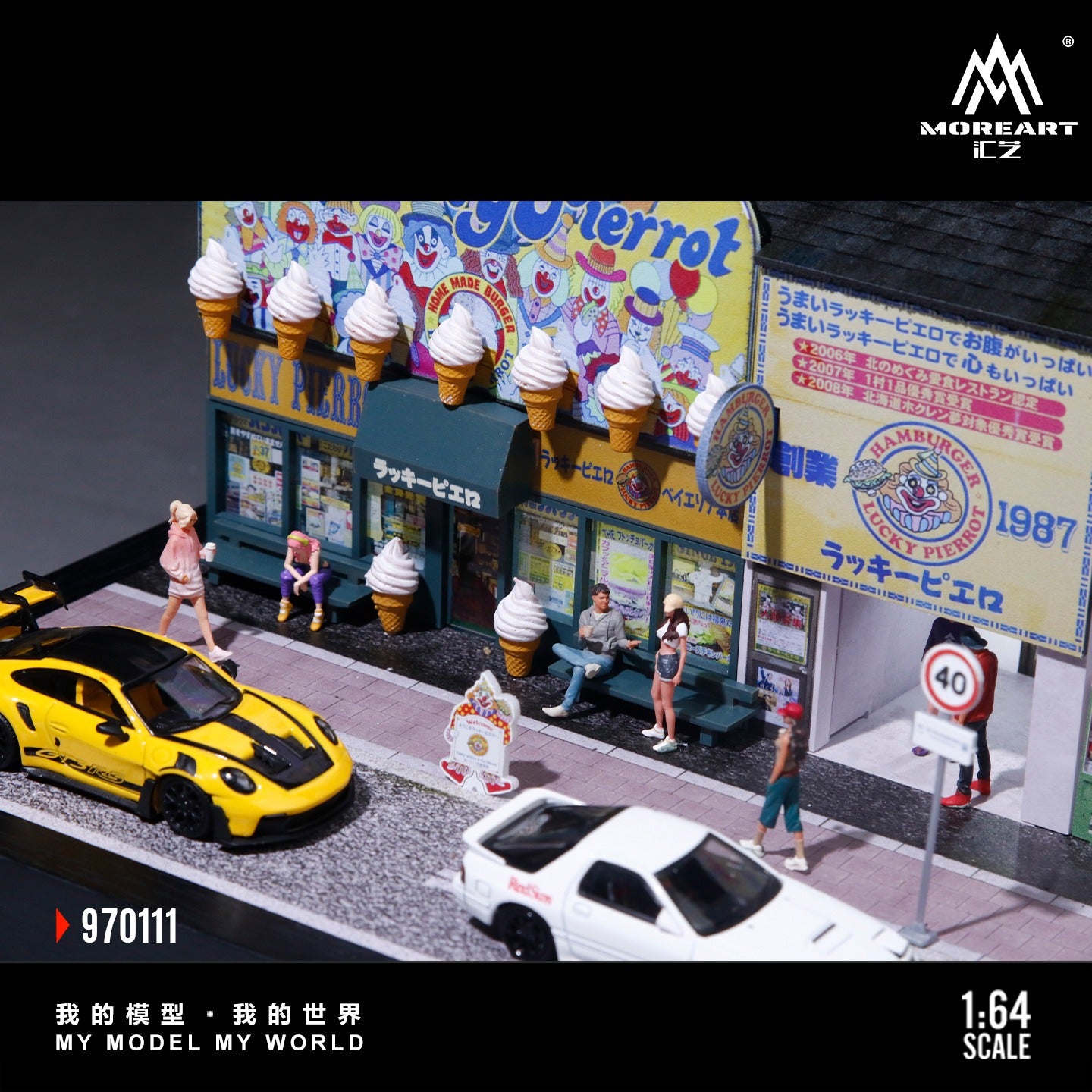 MoreArt - Pre-Order - Lucky Pierrot Street Scene Diorama mit Beleuchtung - MO970111