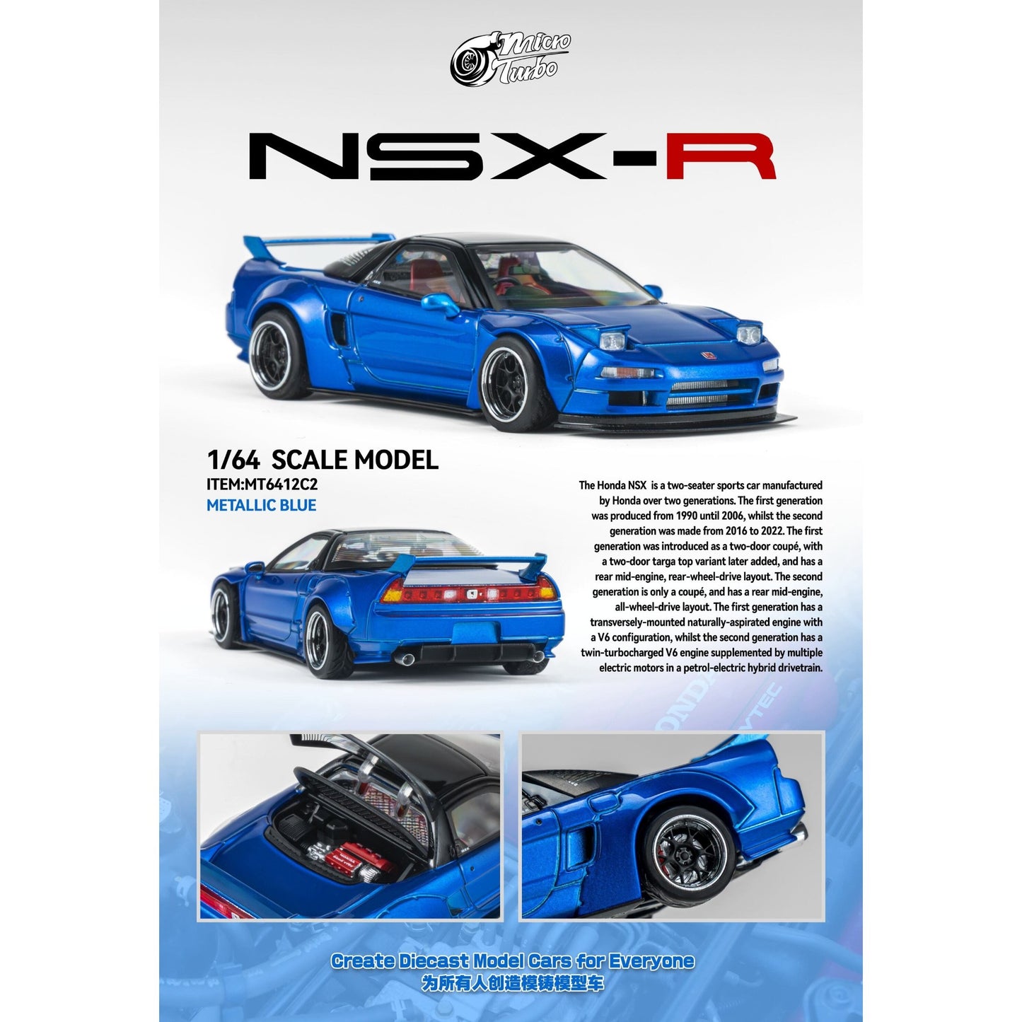 MicroTurbo - Pre-Order - Custom NSX Wide Body - Candy Blue - MT6412C2