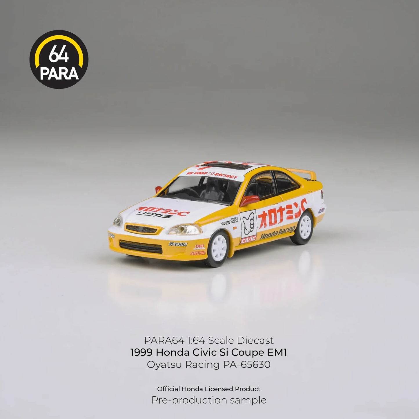 PARA64 - Pre-Order - 1999 Honda Civic EM1 Oyatsu Racing, white/orange - PA-65630