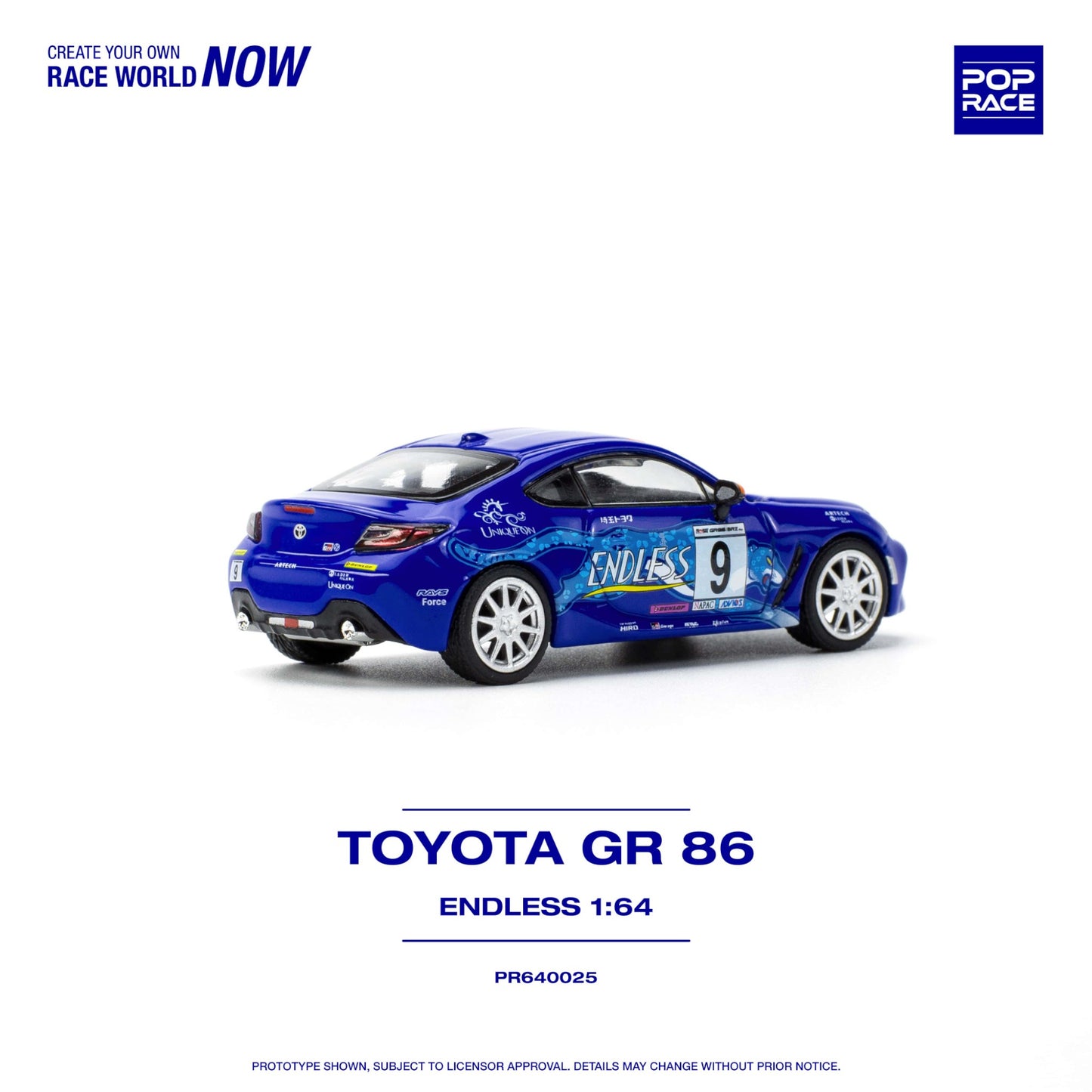 Pop Race - Toyota GR86 #9 *Endless*, blue - PR640025 - 1:64