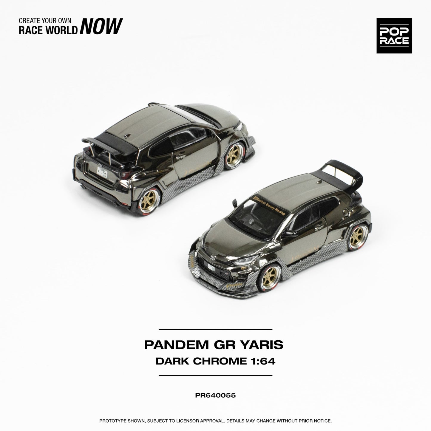 Pop Race - 2023 Pandem GR Yaris, black chrome - PR640055 - 1:64