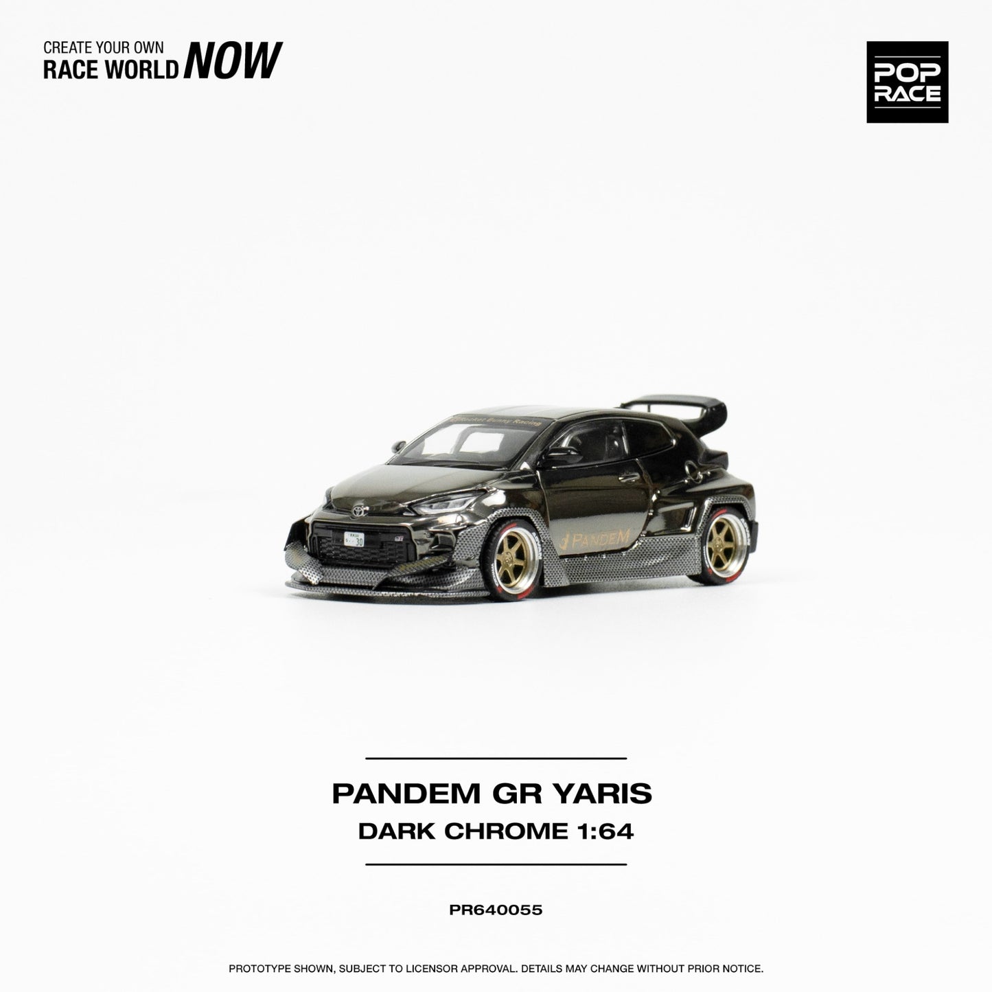 Pop Race - 2023 Pandem GR Yaris, black chrome - PR640055 - 1:64