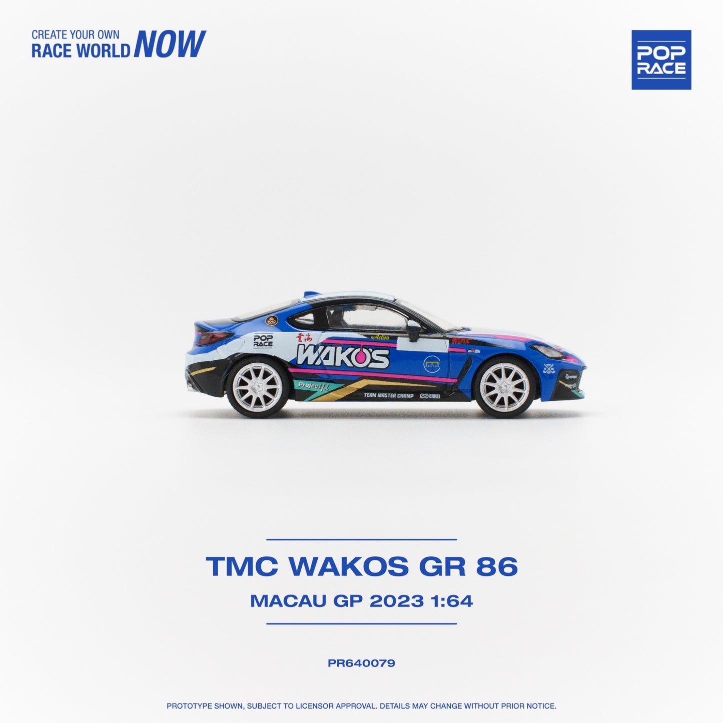 Pop Race - 2023 Toyota GR86 TMC Wako's Macau GP, blue/white/pink - PR640079 - 1:64
