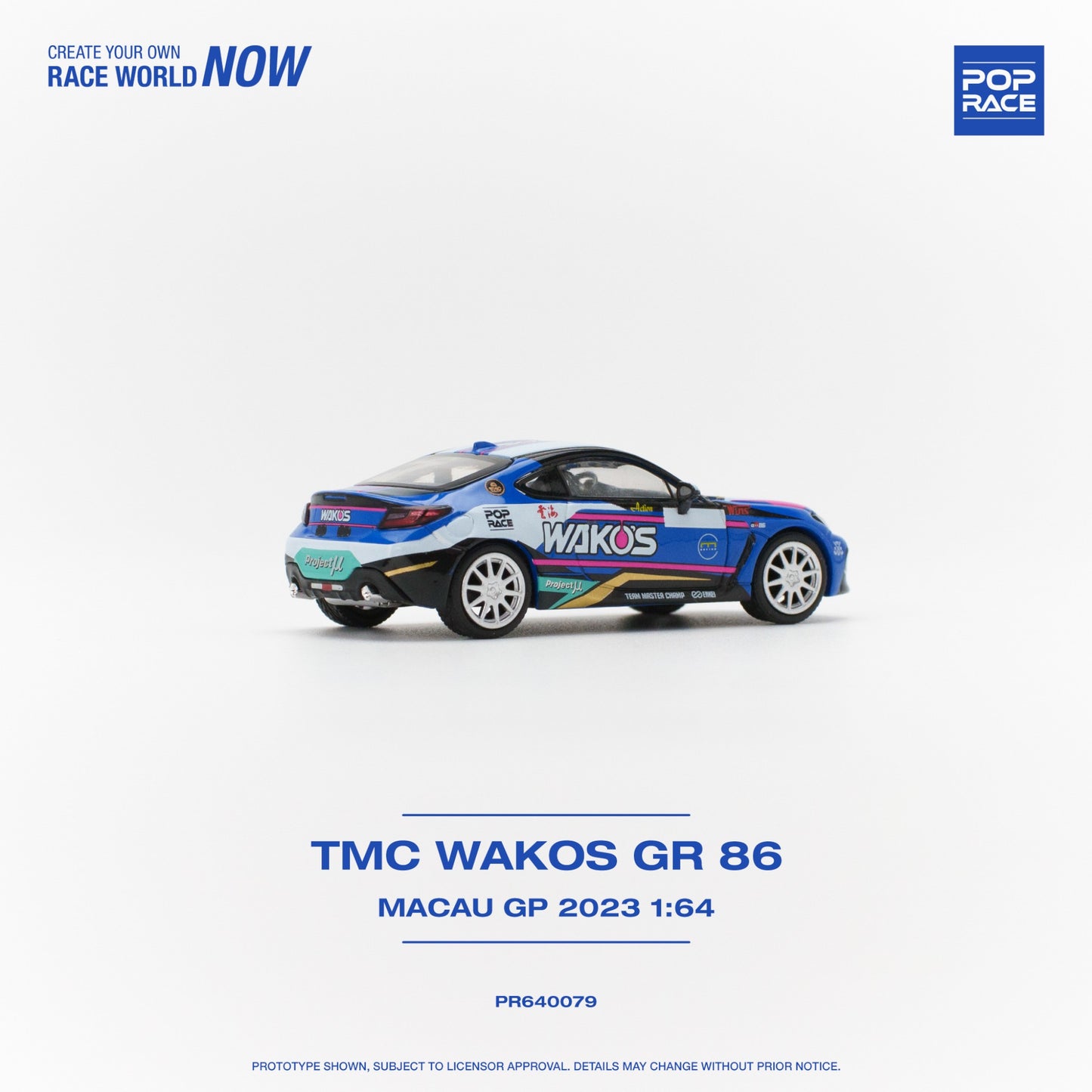 Pop Race - 2023 Toyota GR86 TMC Wako's Macau GP, blue/white/pink - PR640079 - 1:64