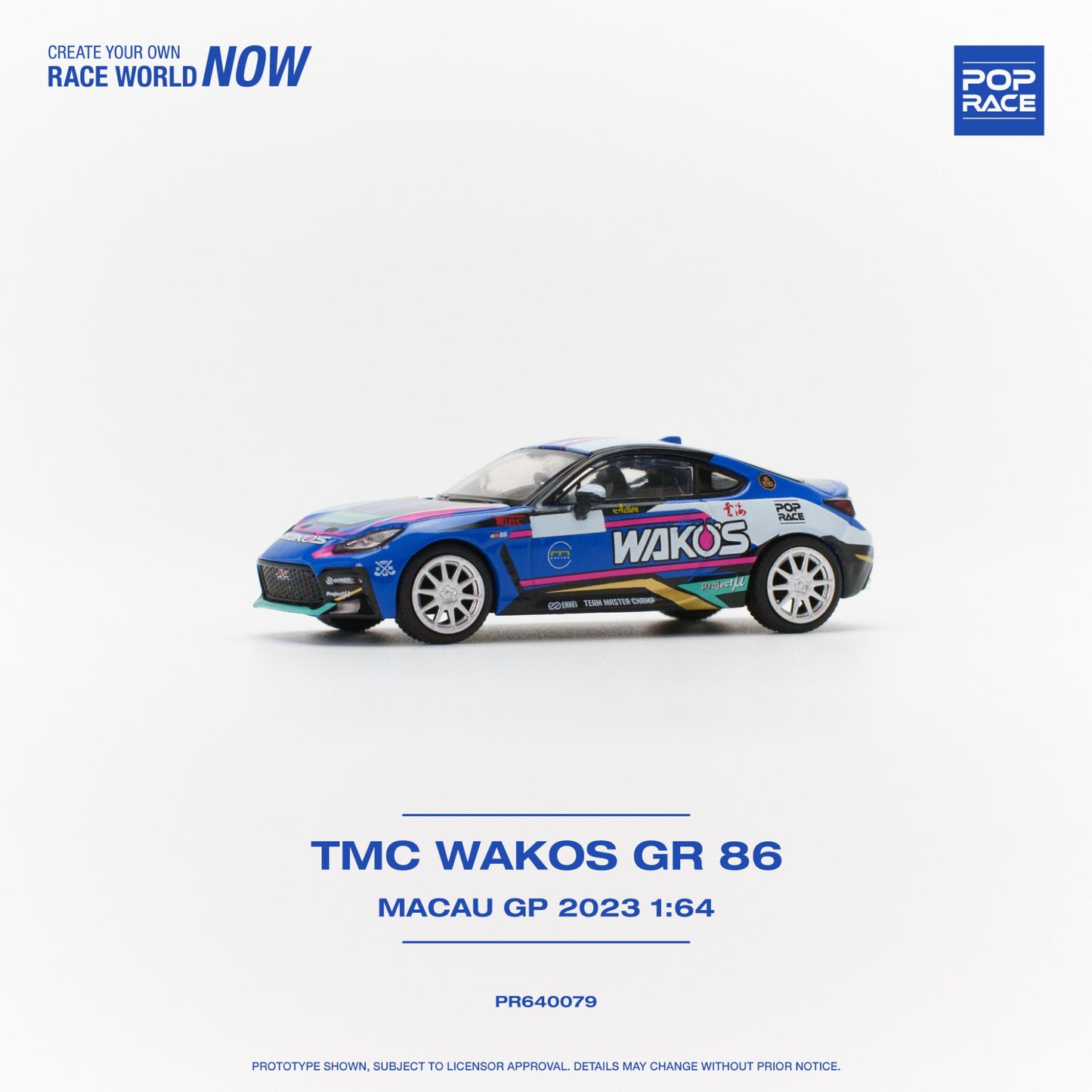 Pop Race - 2023 Toyota GR86 TMC Wako's Macau GP, blue/white/pink - PR640079 - 1:64