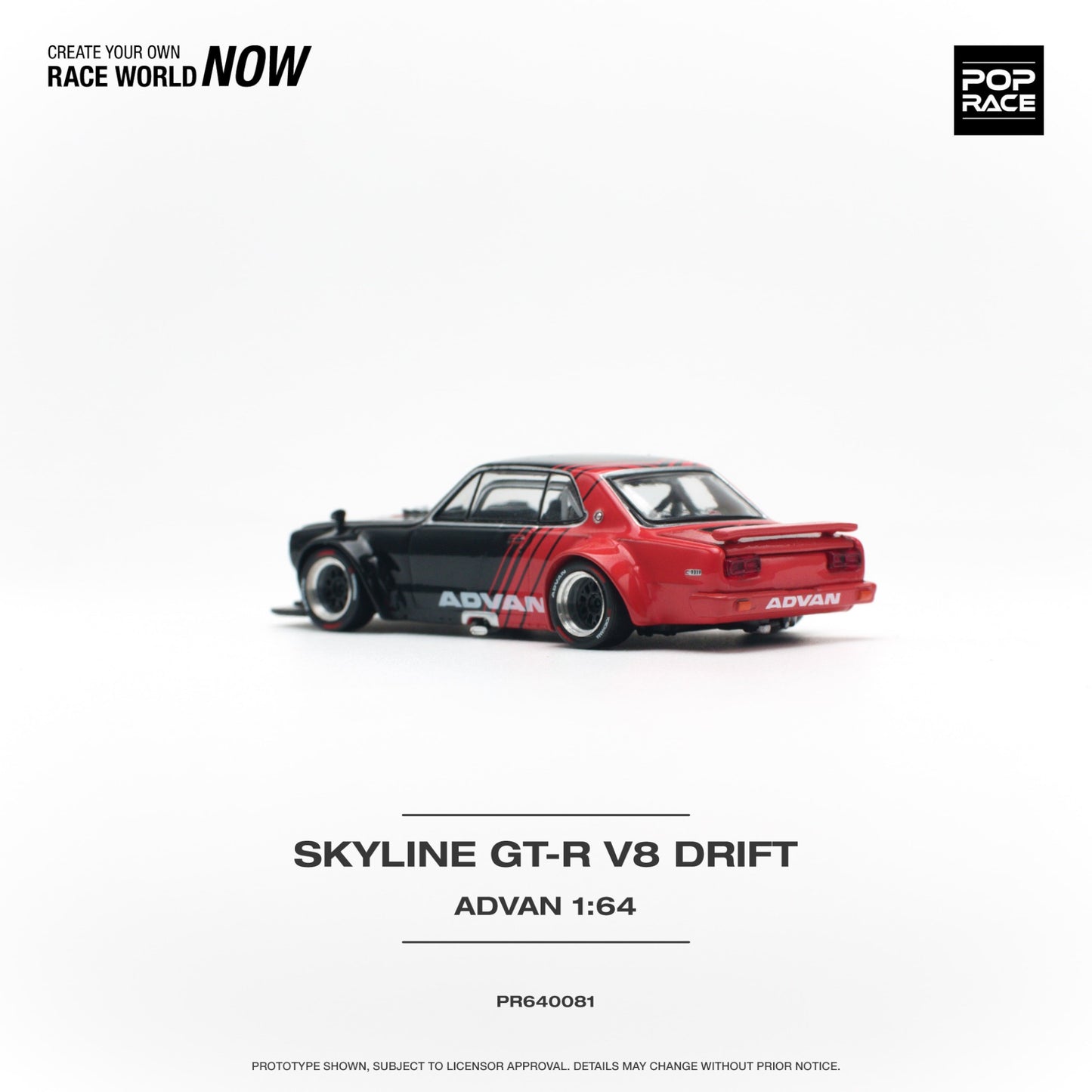 Pop Race - Nissan Skyline GT-R V8 Drift *Hakosuka* Advan, red/black - PR640081 - 1:64