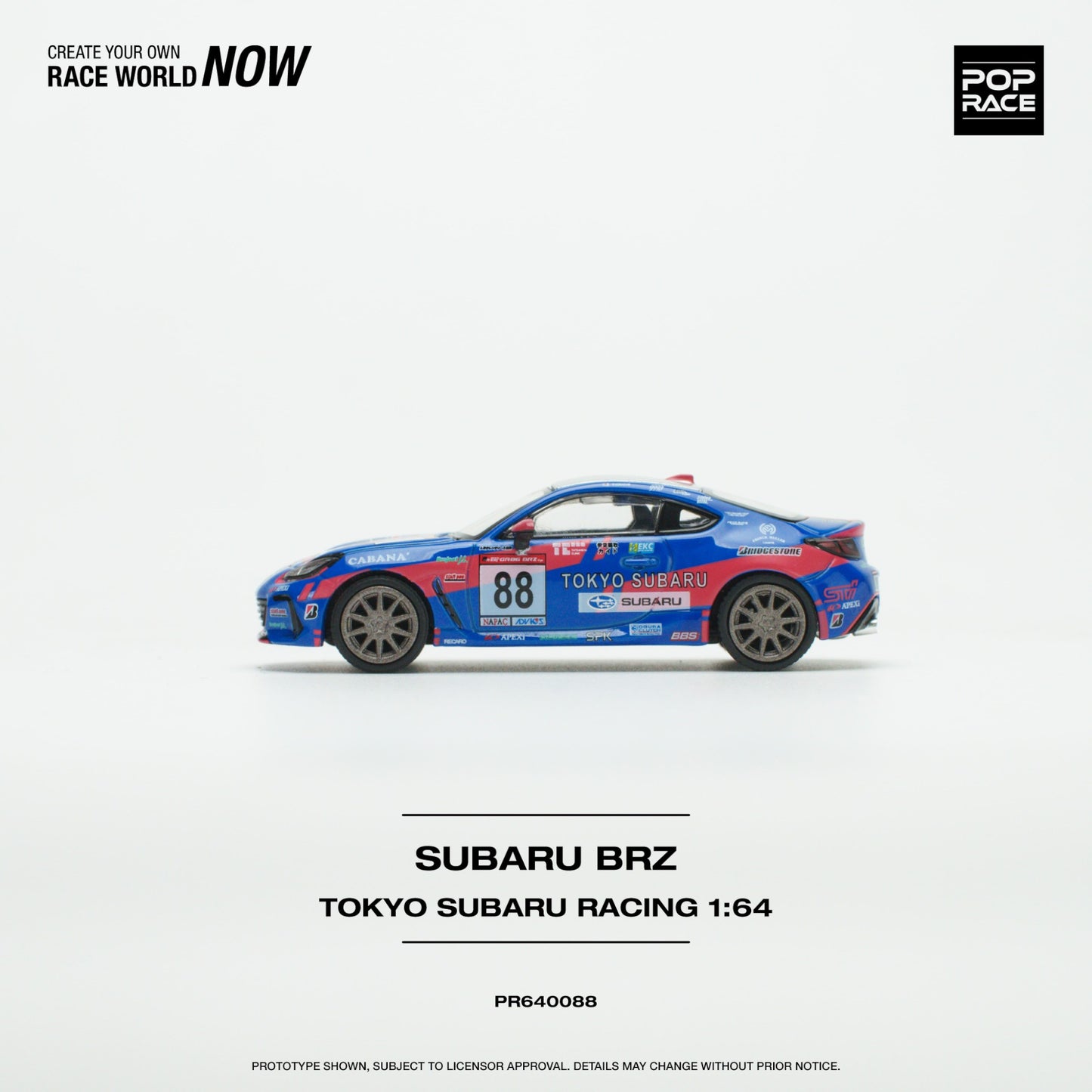 Pop Race - Subaru BRZ Tokyo Subaru Racing #88, blue/red - PR640088 - 1:64