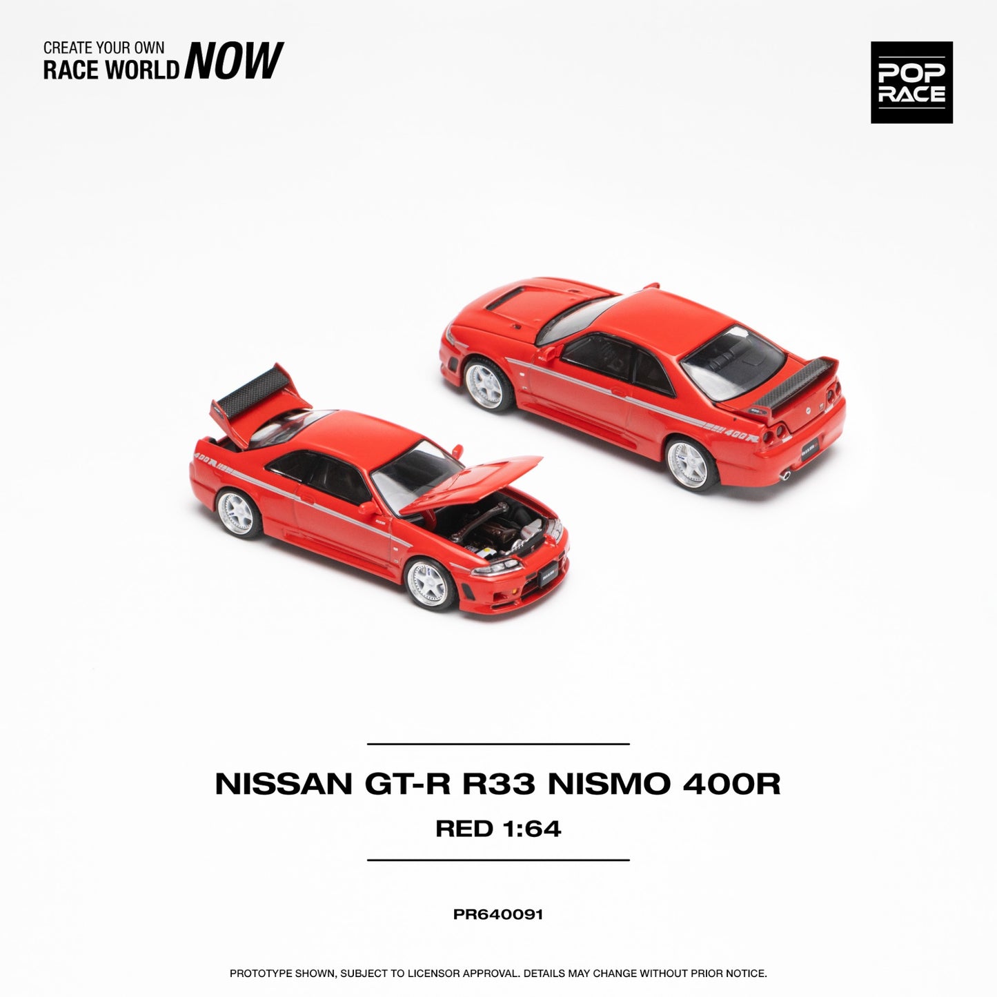 Pop Race - Nissan GT-R R33 Nismo 400R, red - PR640091 - 1:64