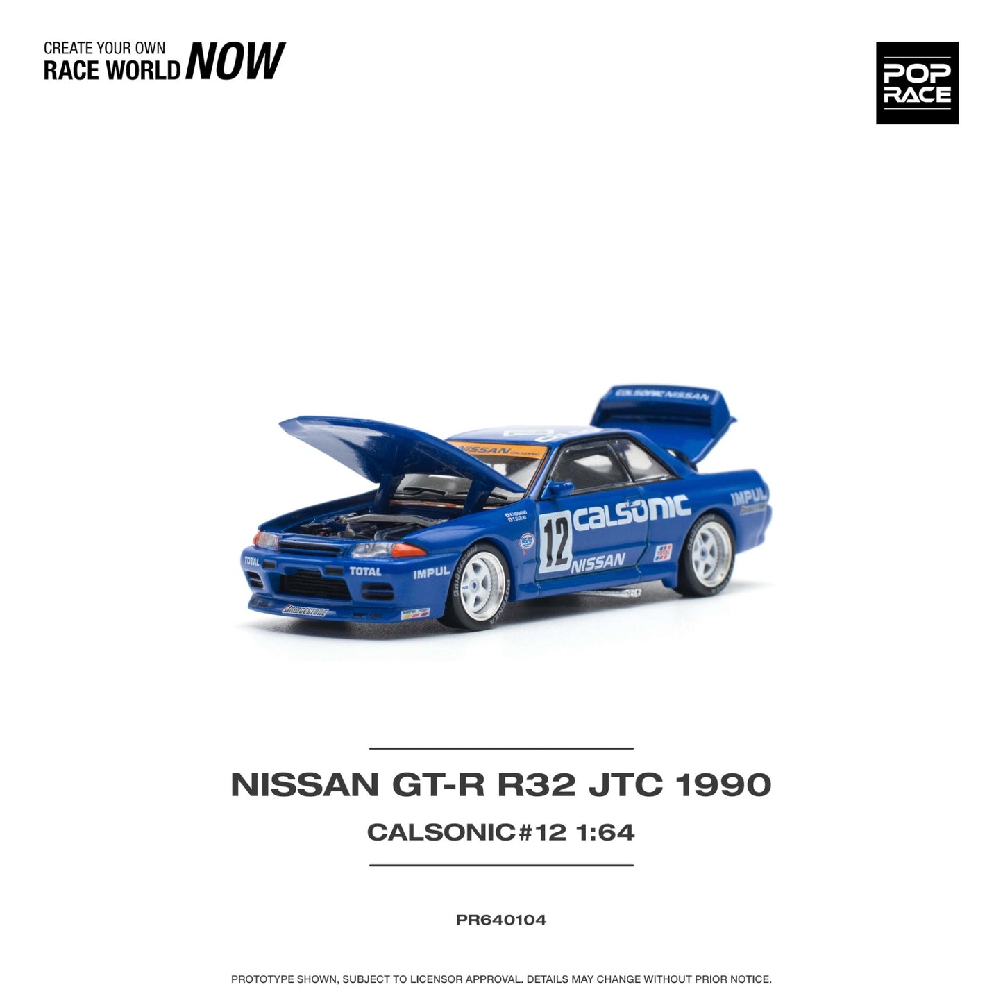 Pop Race - Nissan Skyline GT-R R32 JTC 1990 Calsonic #12 - PR640104 - 1:64