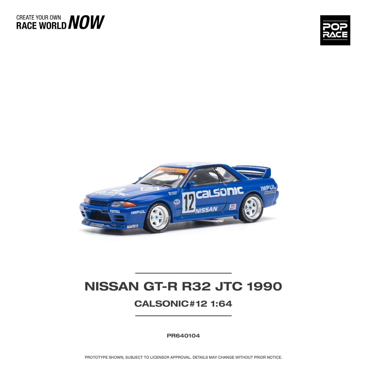 Pop Race - Nissan Skyline GT-R R32 JTC 1990 Calsonic #12 - PR640104 - 1:64