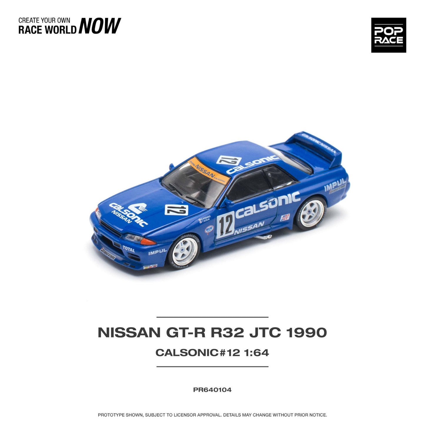 Pop Race - Nissan Skyline GT-R R32 JTC 1990 Calsonic #12 - PR640104 - 1:64