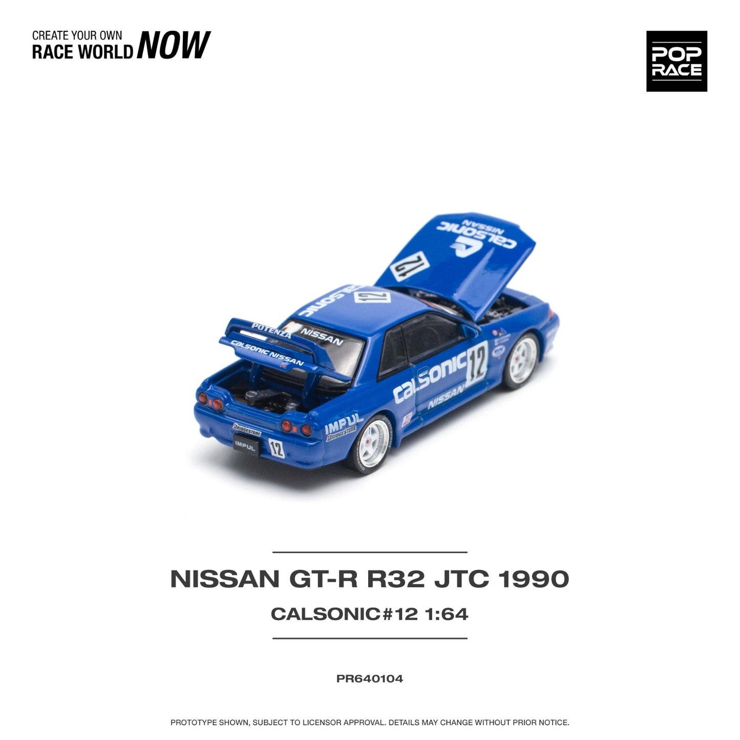 Pop Race - Nissan Skyline GT-R R32 JTC 1990 Calsonic #12 - PR640104 - 1:64