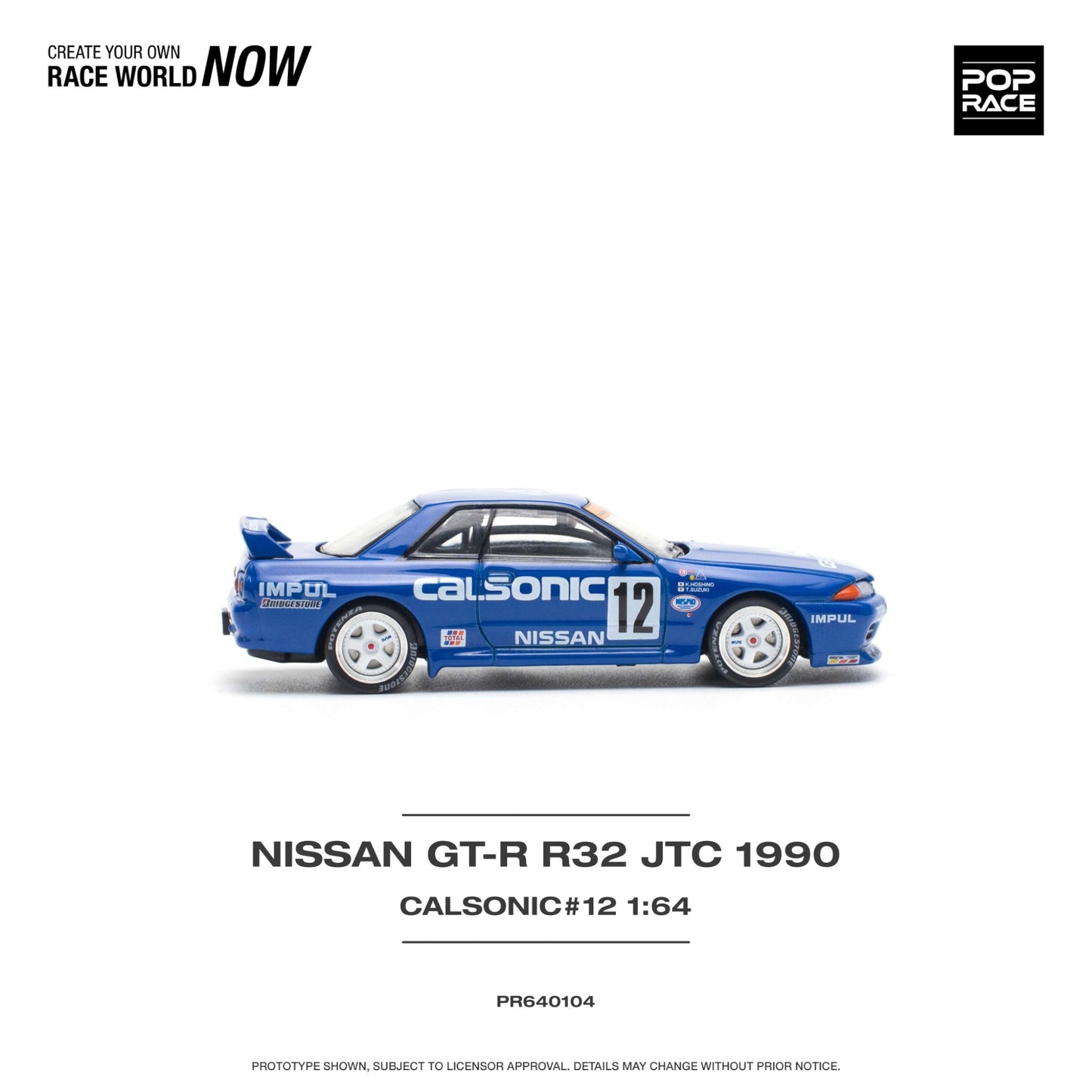 Pop Race - Nissan Skyline GT-R R32 JTC 1990 Calsonic #12 - PR640104 - 1:64