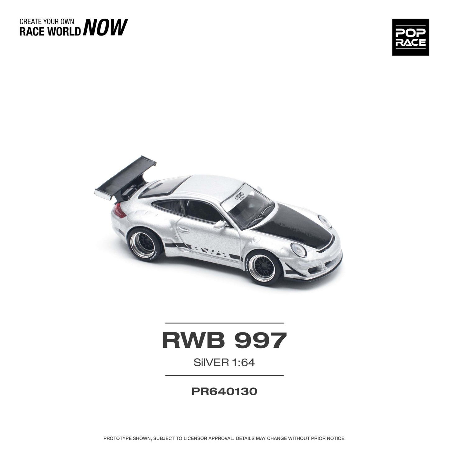 Pop Race - Porsche RWB 997, silver - PR640130 - 1:64