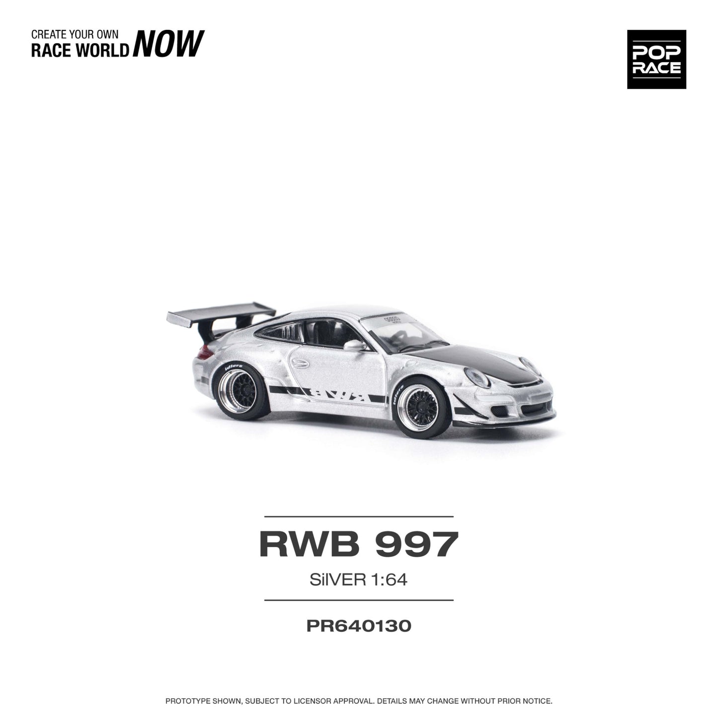Pop Race - Porsche RWB 997, silver - PR640130 - 1:64