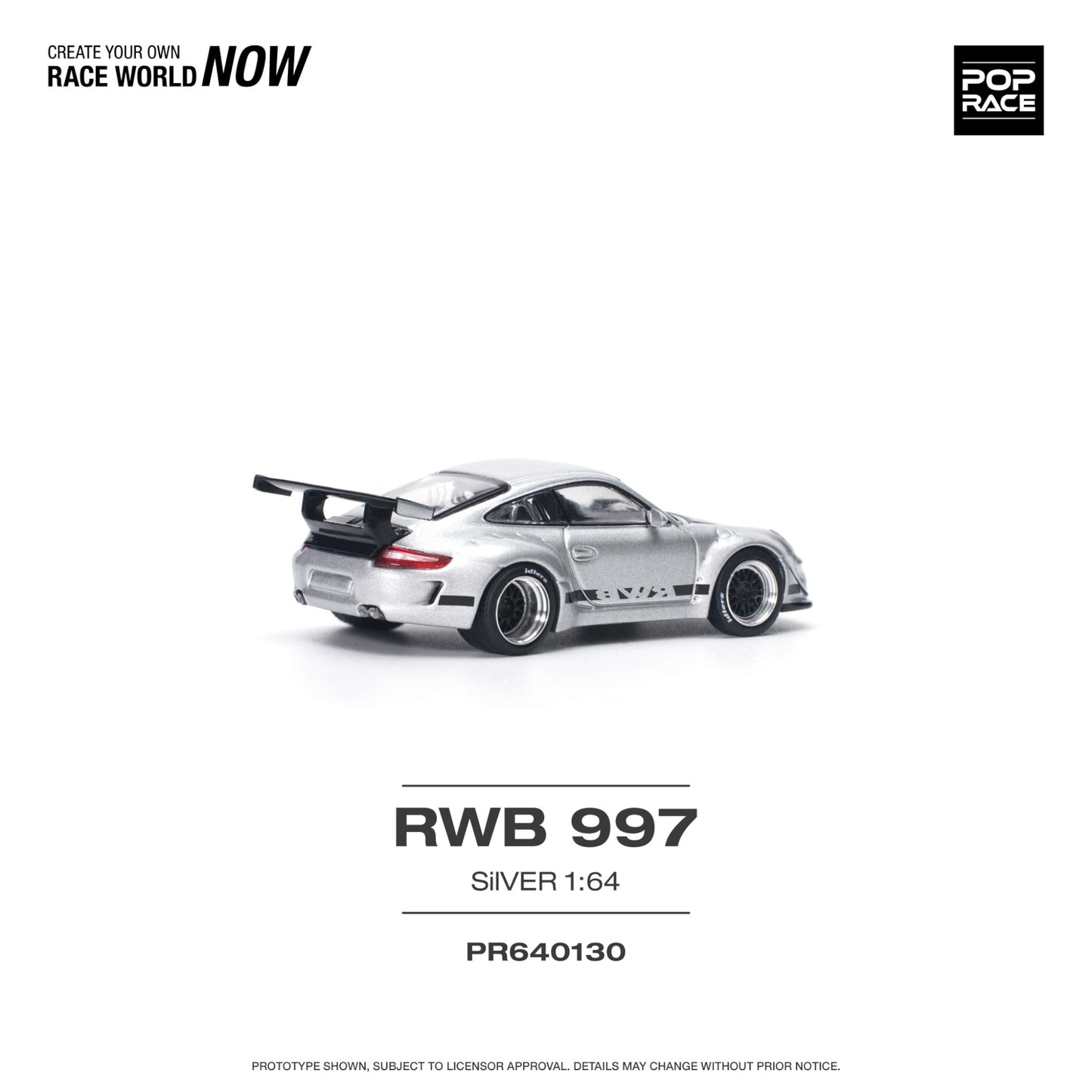 Pop Race - Porsche RWB 997, silver - PR640130 - 1:64