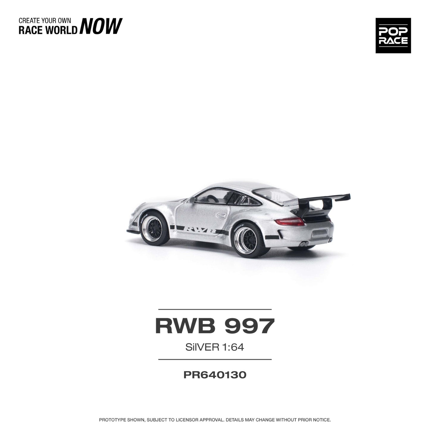 Pop Race - Porsche RWB 997, silver - PR640130 - 1:64