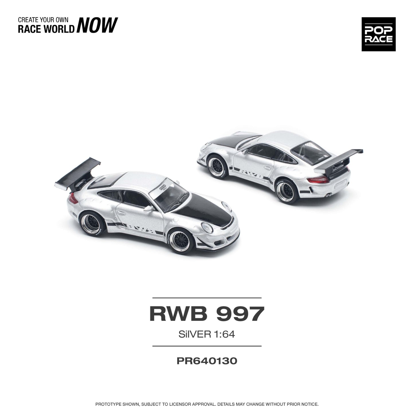 Pop Race - Porsche RWB 997, silver - PR640130 - 1:64
